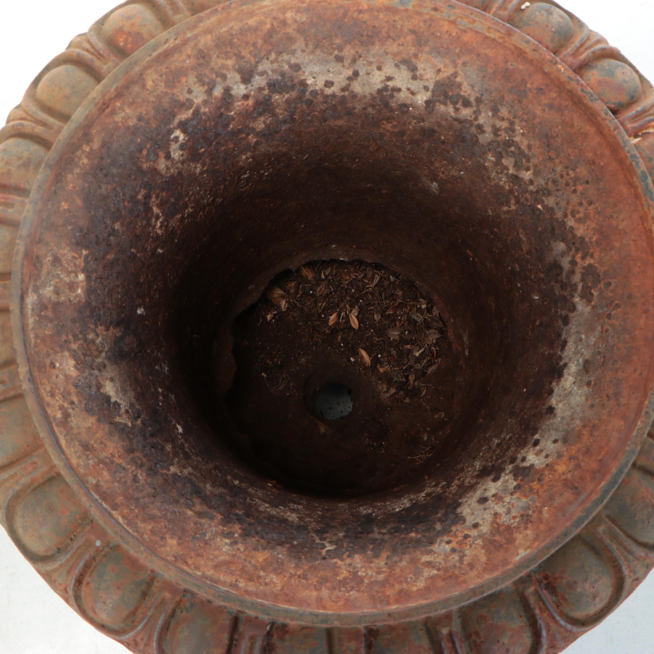 Pair of Metal Medici Urn Planter