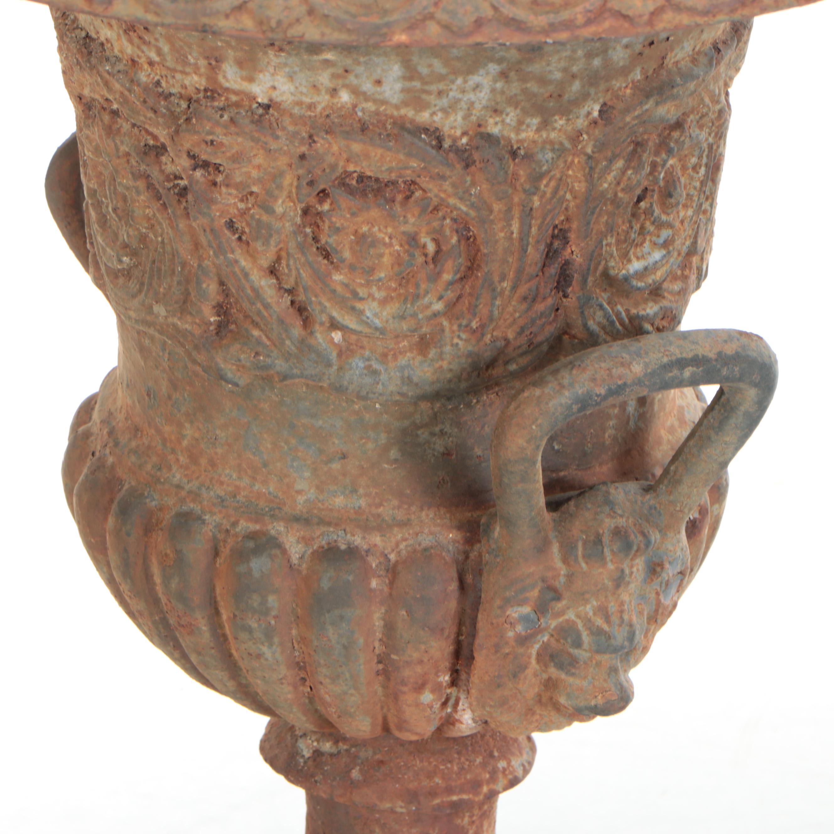 Pair of Metal Medici Urn Planter