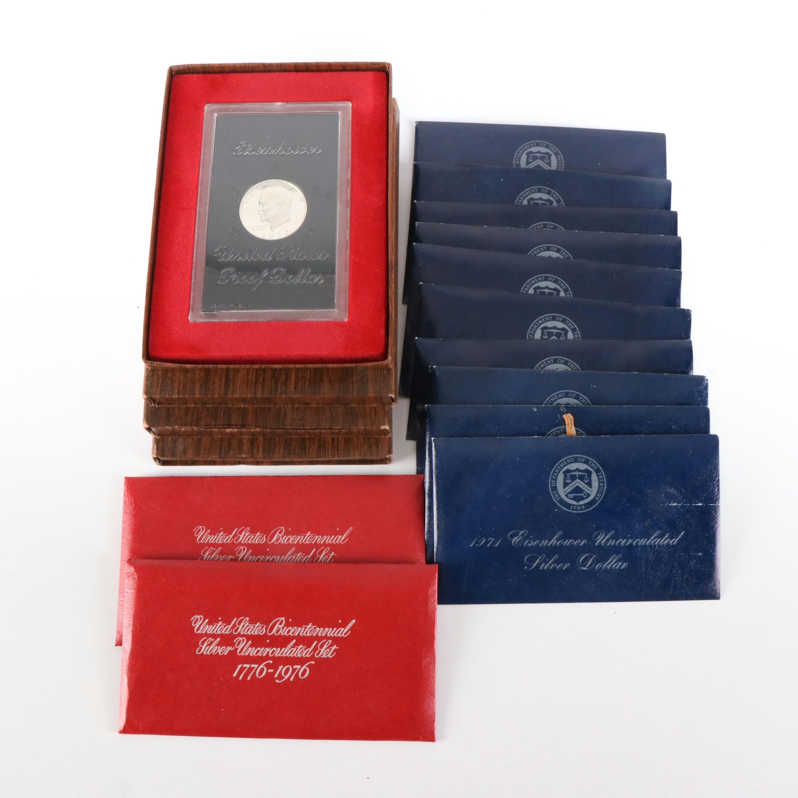 Collection of Uncirculated and Proof 40% Silver Eisenhower Dollars