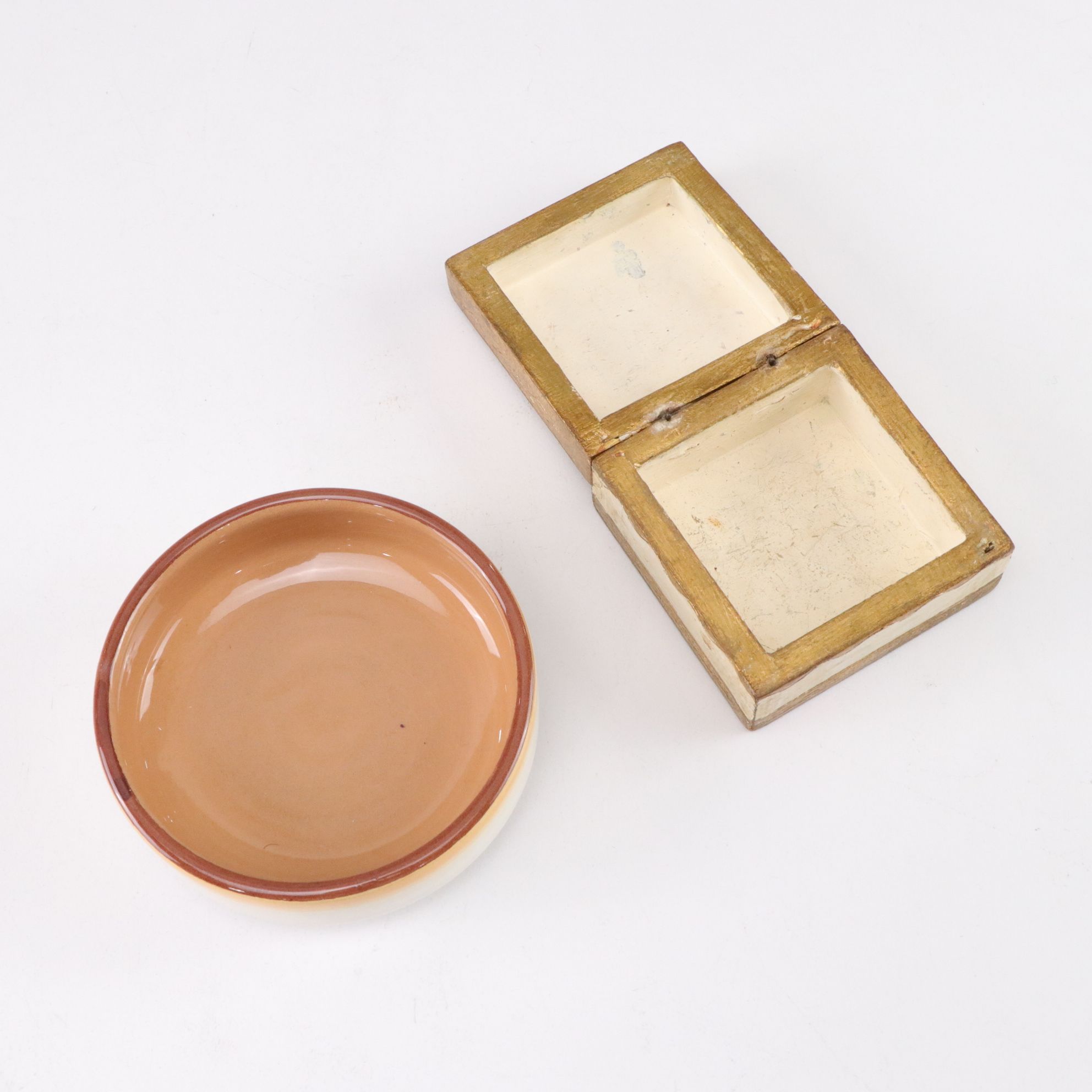 Italian Alabaster Powder Box, with Cigarette Box and Hand-Decorated Vanity Boxes