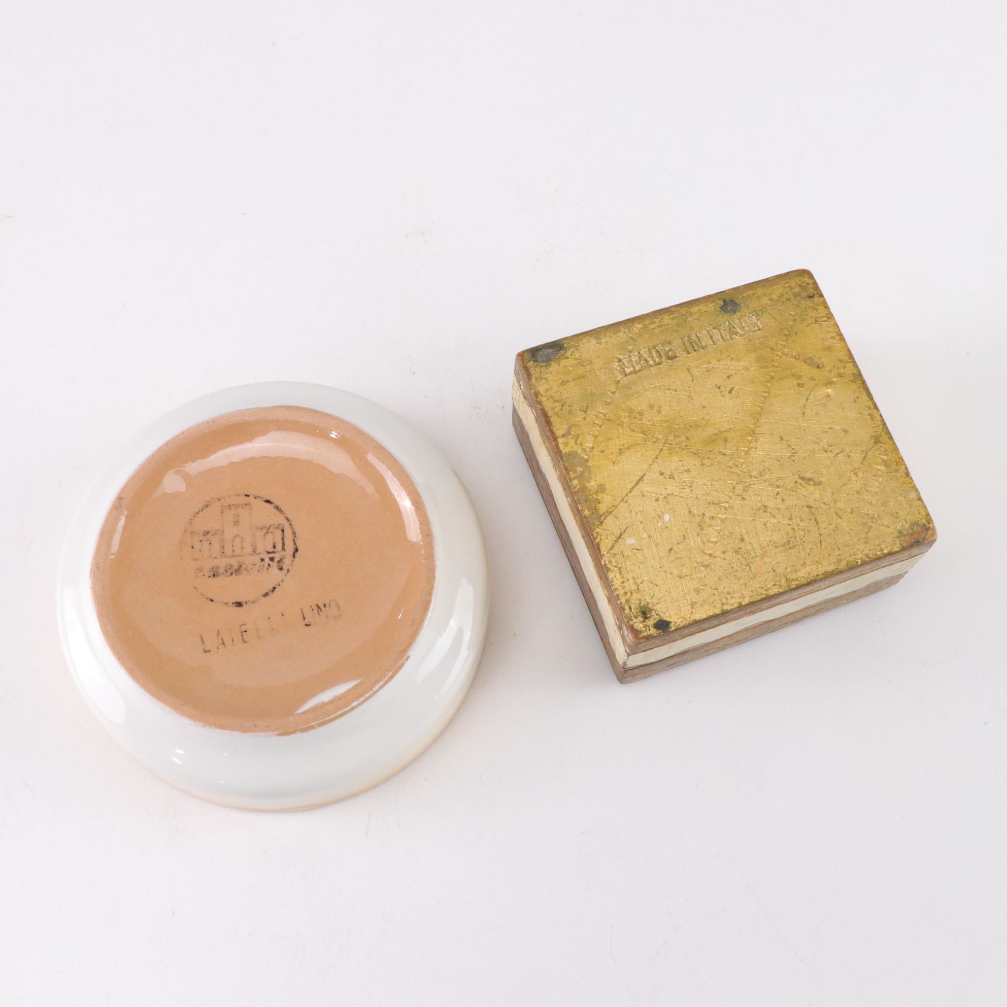 Italian Alabaster Powder Box, with Cigarette Box and Hand-Decorated Vanity Boxes