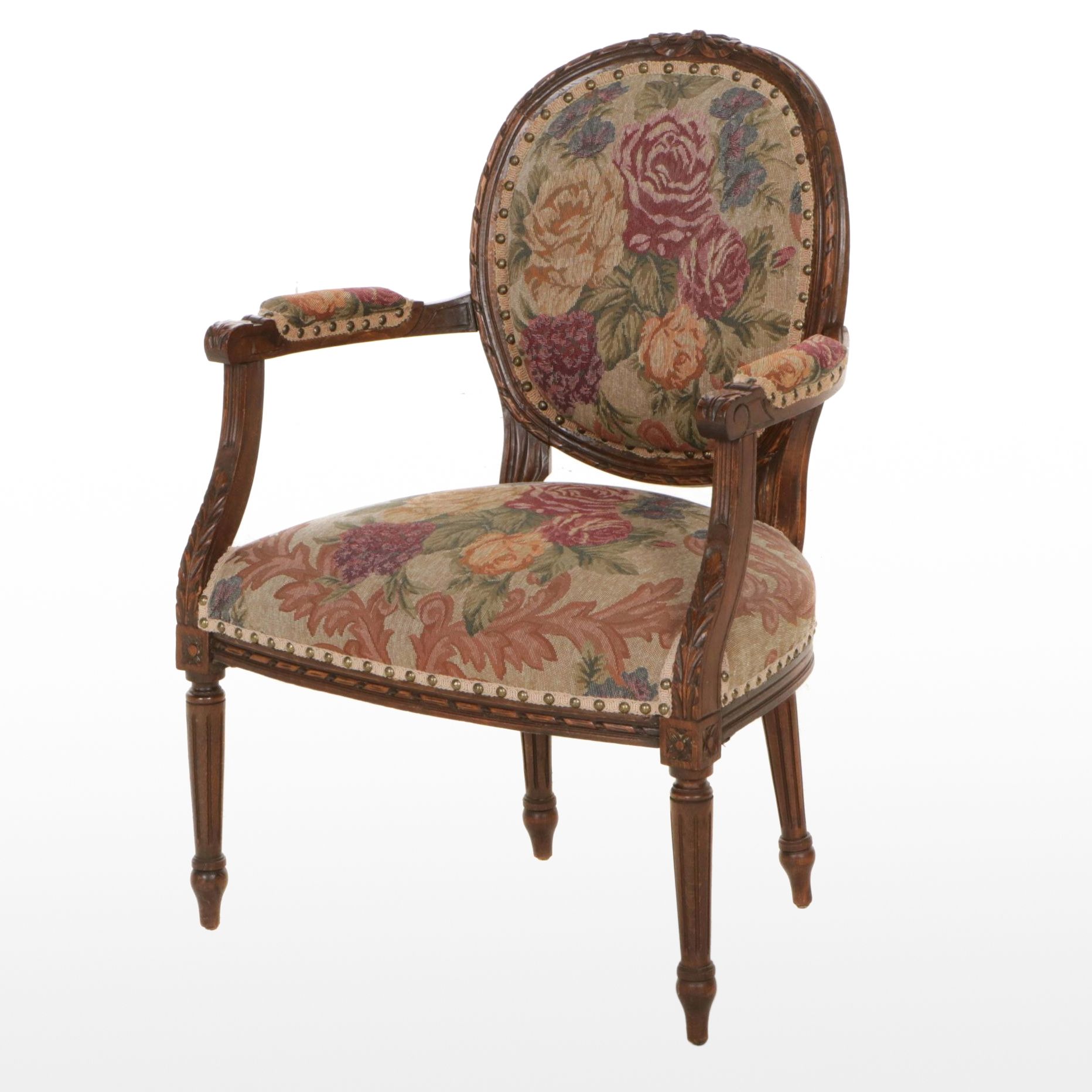 Louis XVI Style Oval Back Armchair, Early to Mid-20th Century