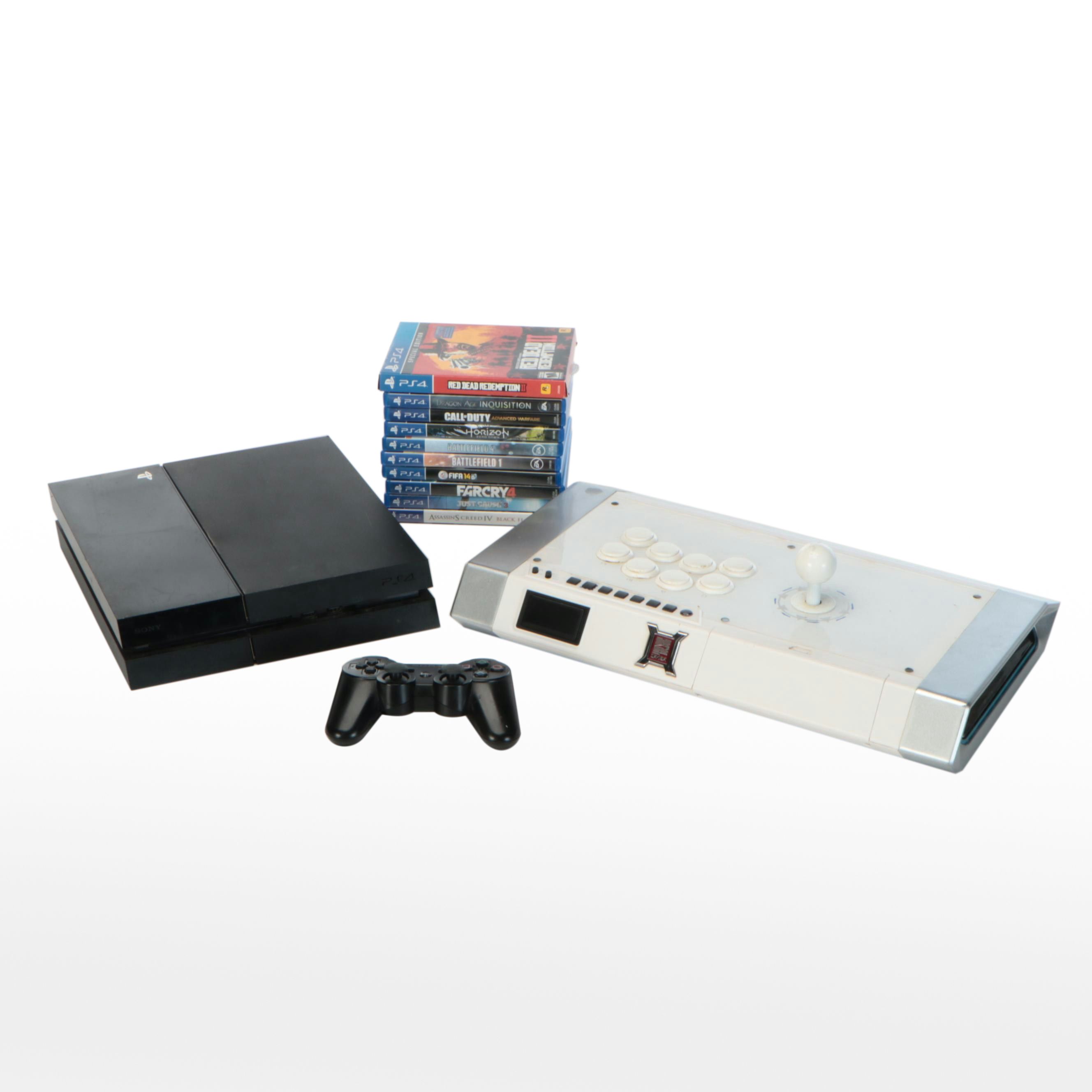 PlayStation 4 Console and Video Games with Qanba Pearl Joystick