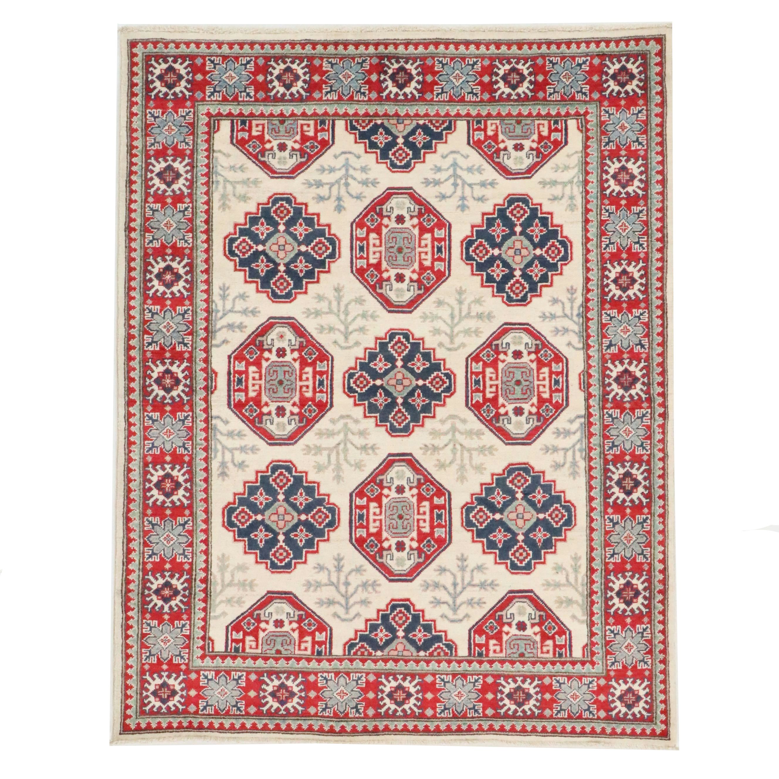 5' x 6'5 Hand-Knotted Pakistani Kazak Area Rug