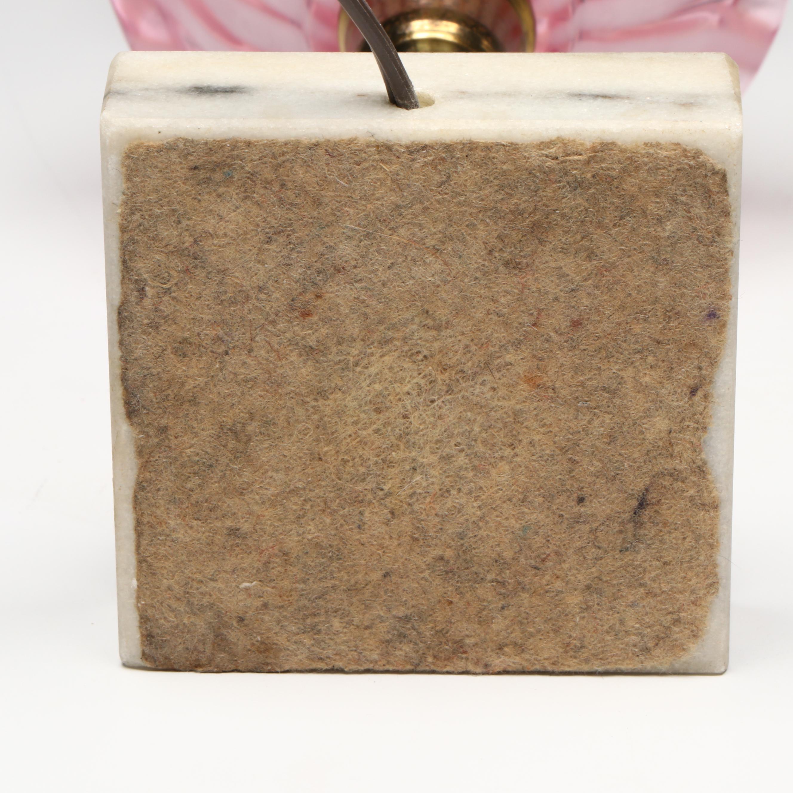 Victorian Cranberry Swirl Glass Oil Lamp with Satin Etched Globe Shade, Adapted