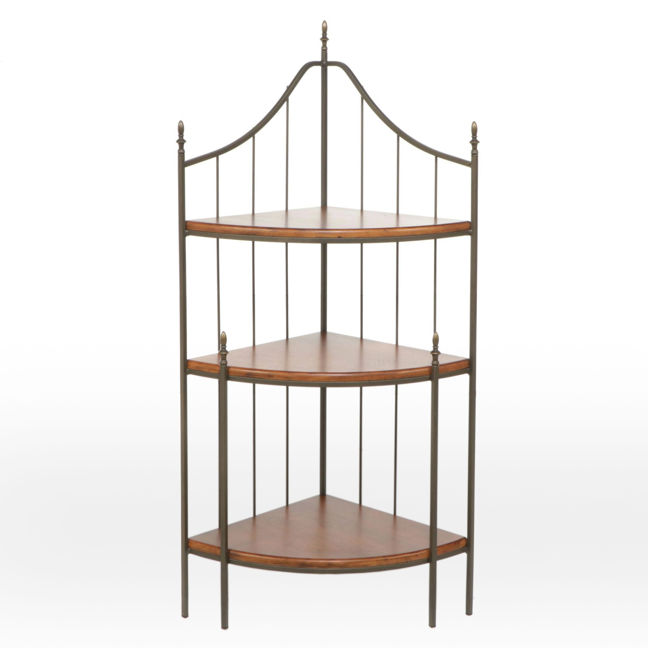 Charleston Forge Three-Tiered Metal and Pine Corner Étagère
