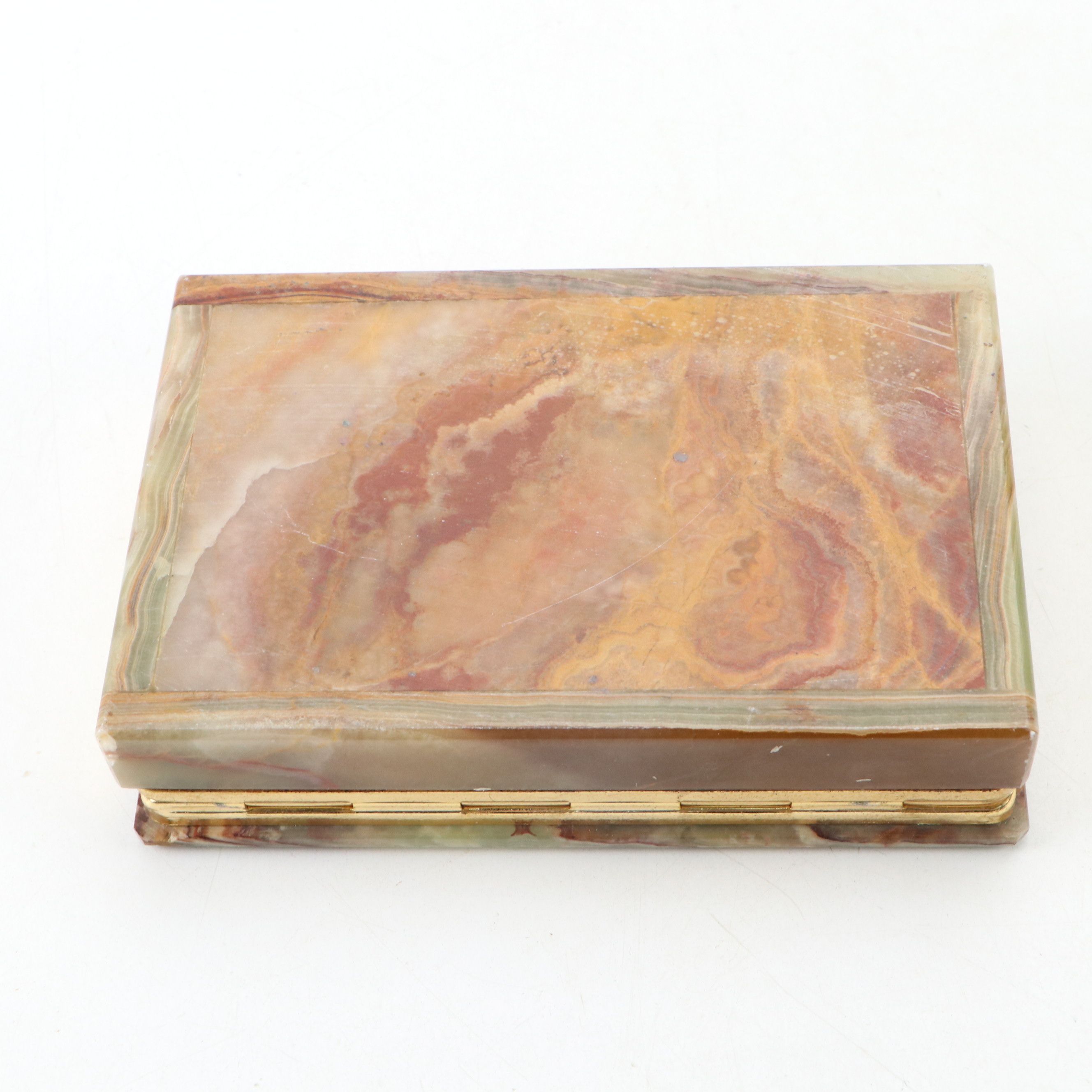 Mexican Abalone and Silver Plate Box with Banded Calcite Box