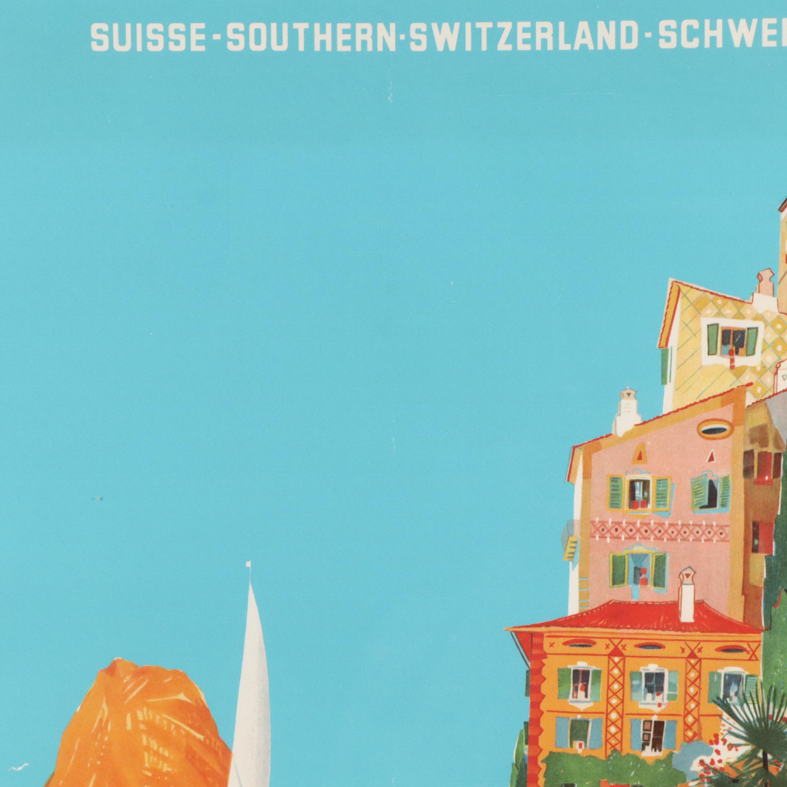 Giclée Switzerland Travel Poster After Daniele Buzzi "Lugano"