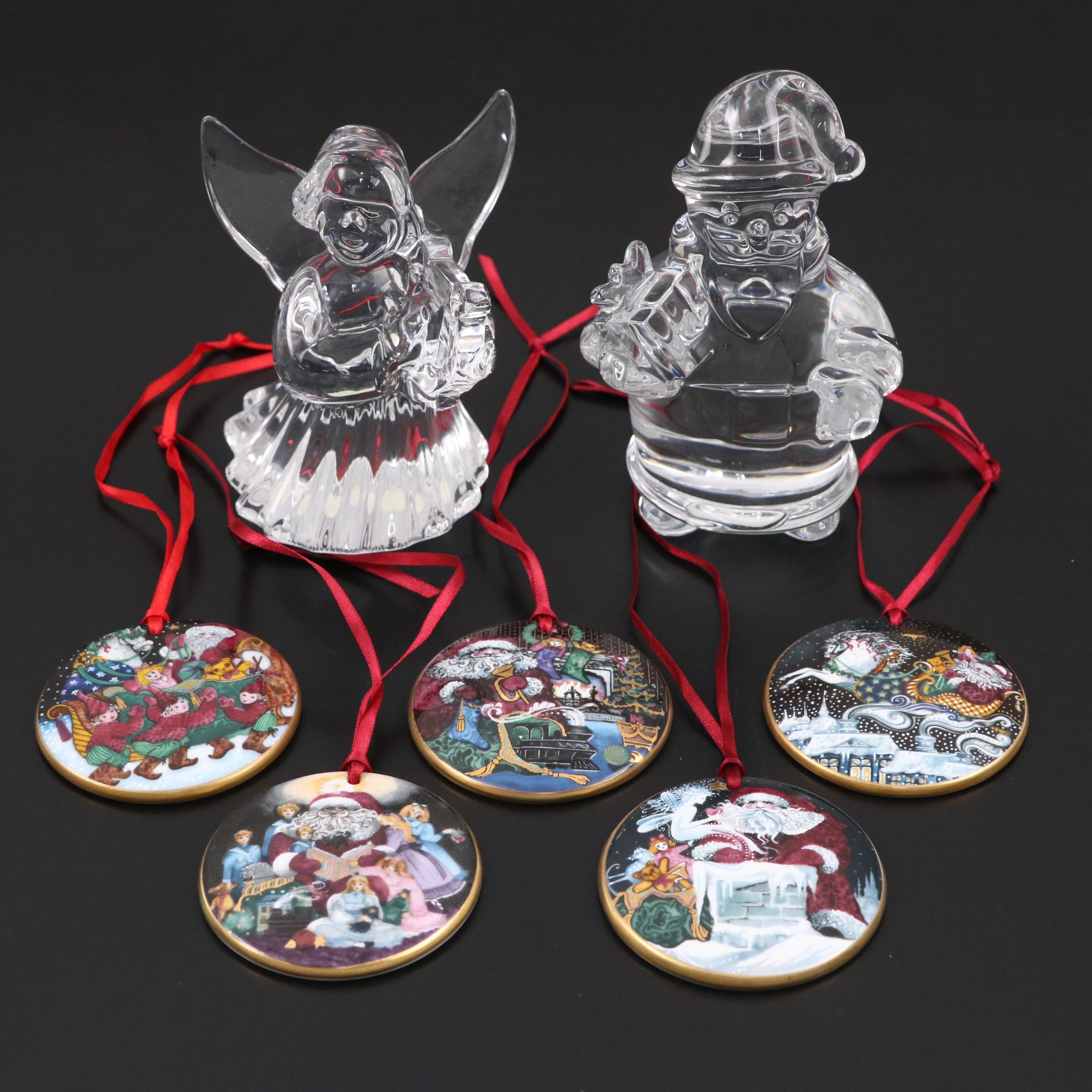 Baccarat Crystal Holiday Figurines with Bing & Grøndahl Santa Claus Collection