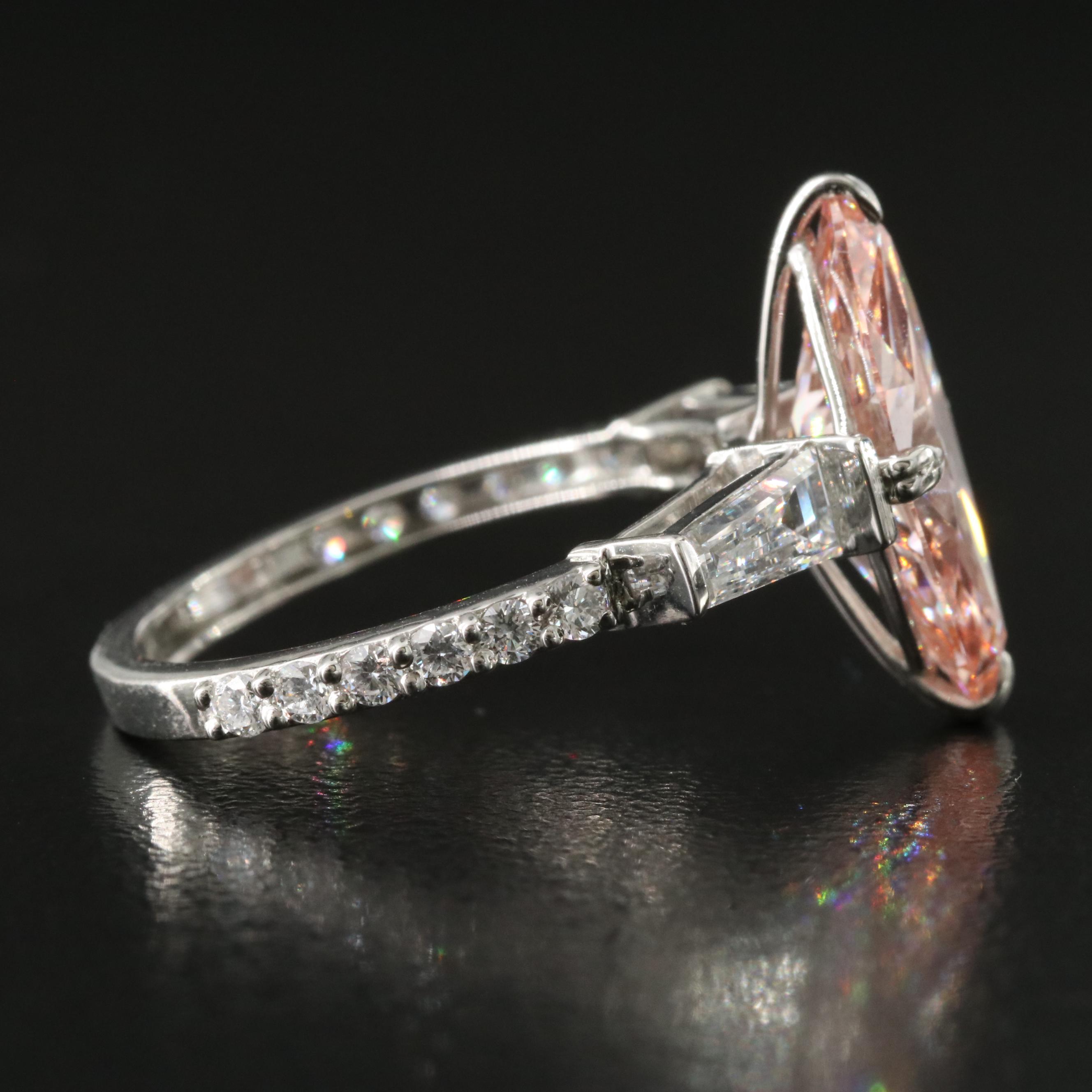 Platinum 3.91 CTW Lab Grown Diamond Ring with Fancy Pink Center and IGI Report