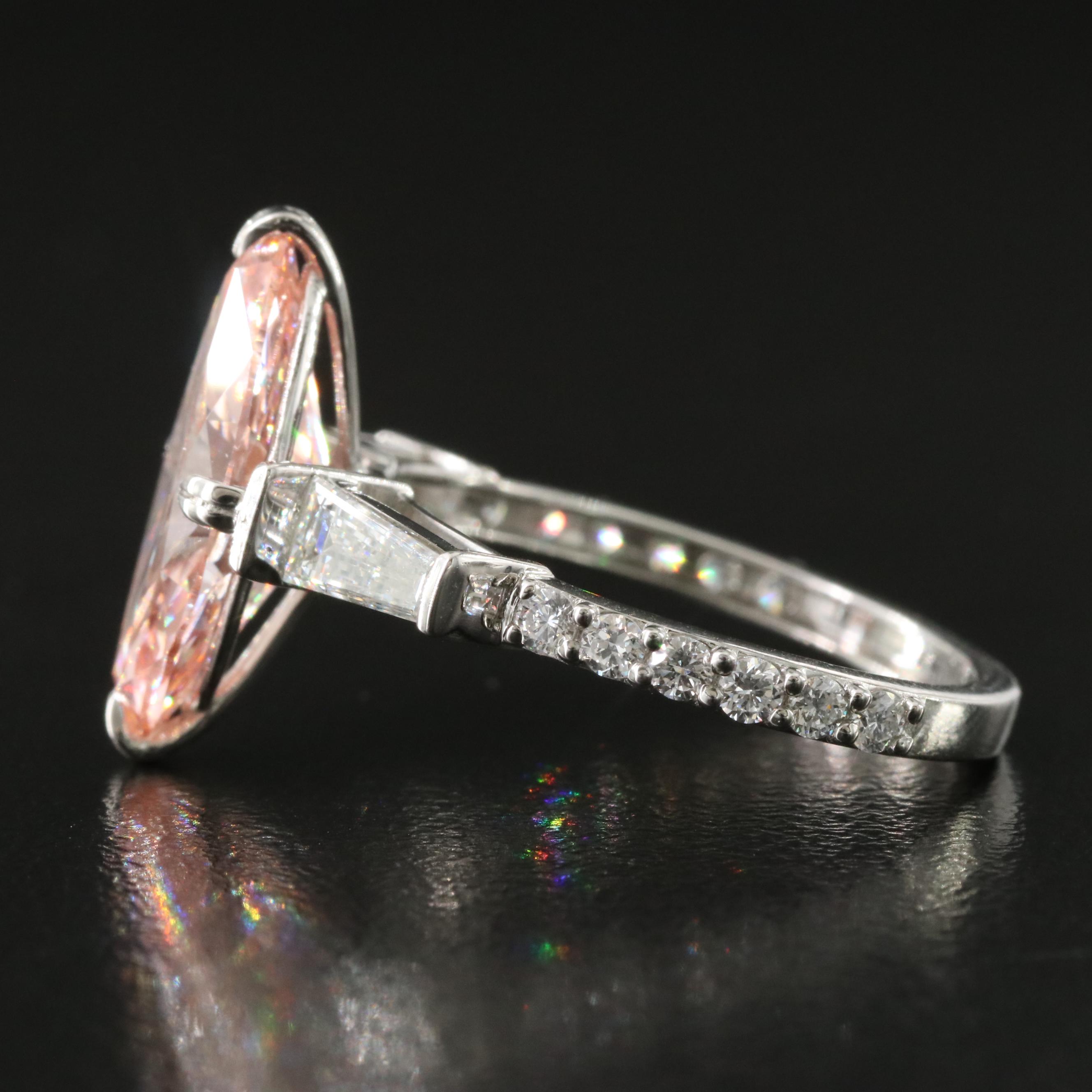 Platinum 3.91 CTW Lab Grown Diamond Ring with Fancy Pink Center and IGI Report