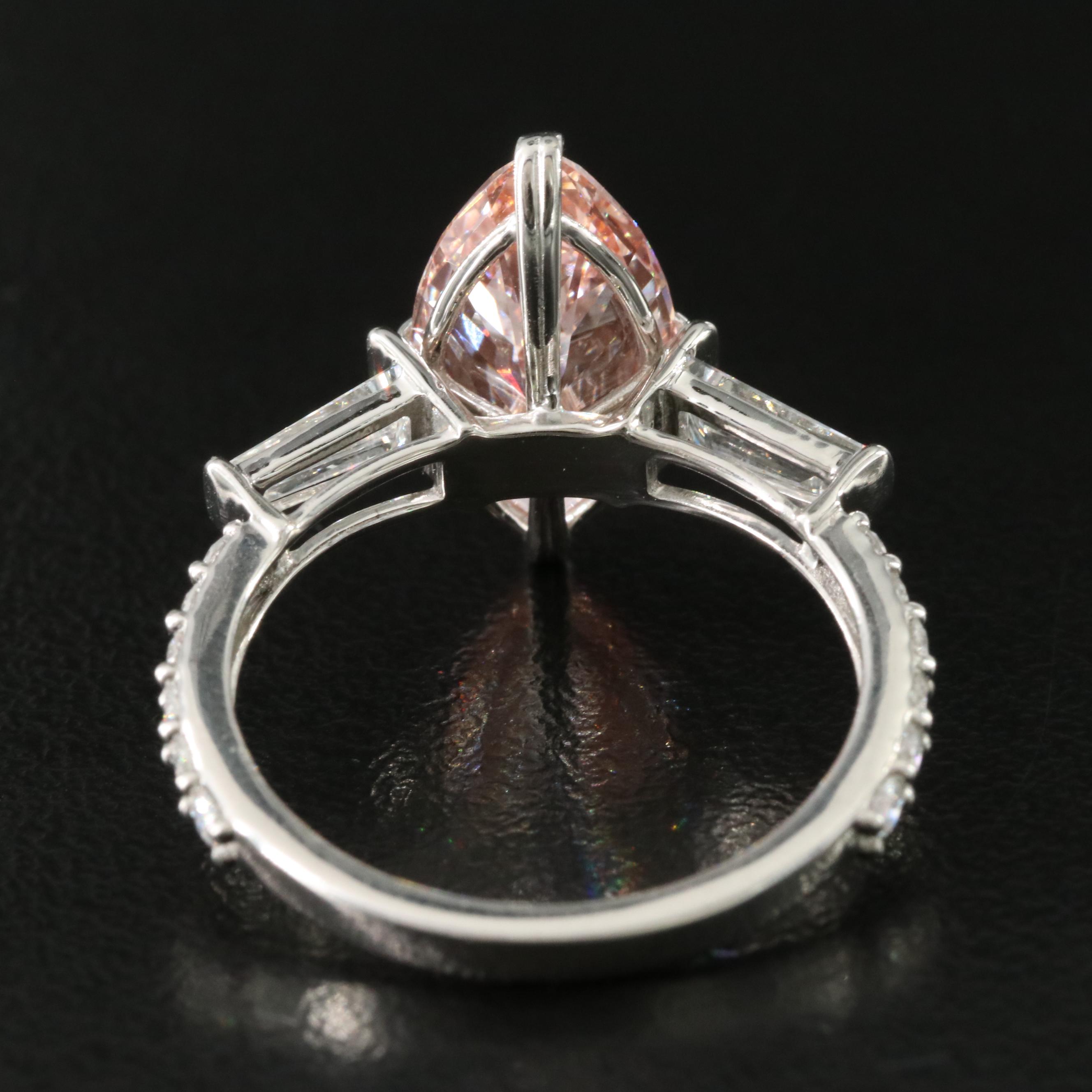 Platinum 3.91 CTW Lab Grown Diamond Ring with Fancy Pink Center and IGI Report