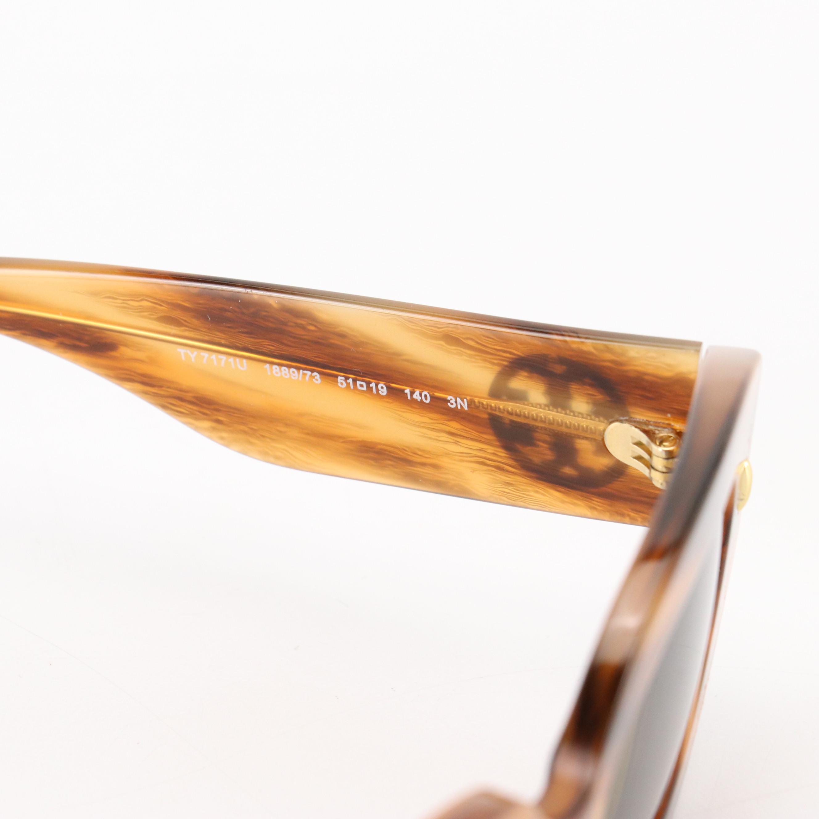 Tory Burch TY7171U 1889/73 Honey Wood Cat Eye Sunglasses in Case