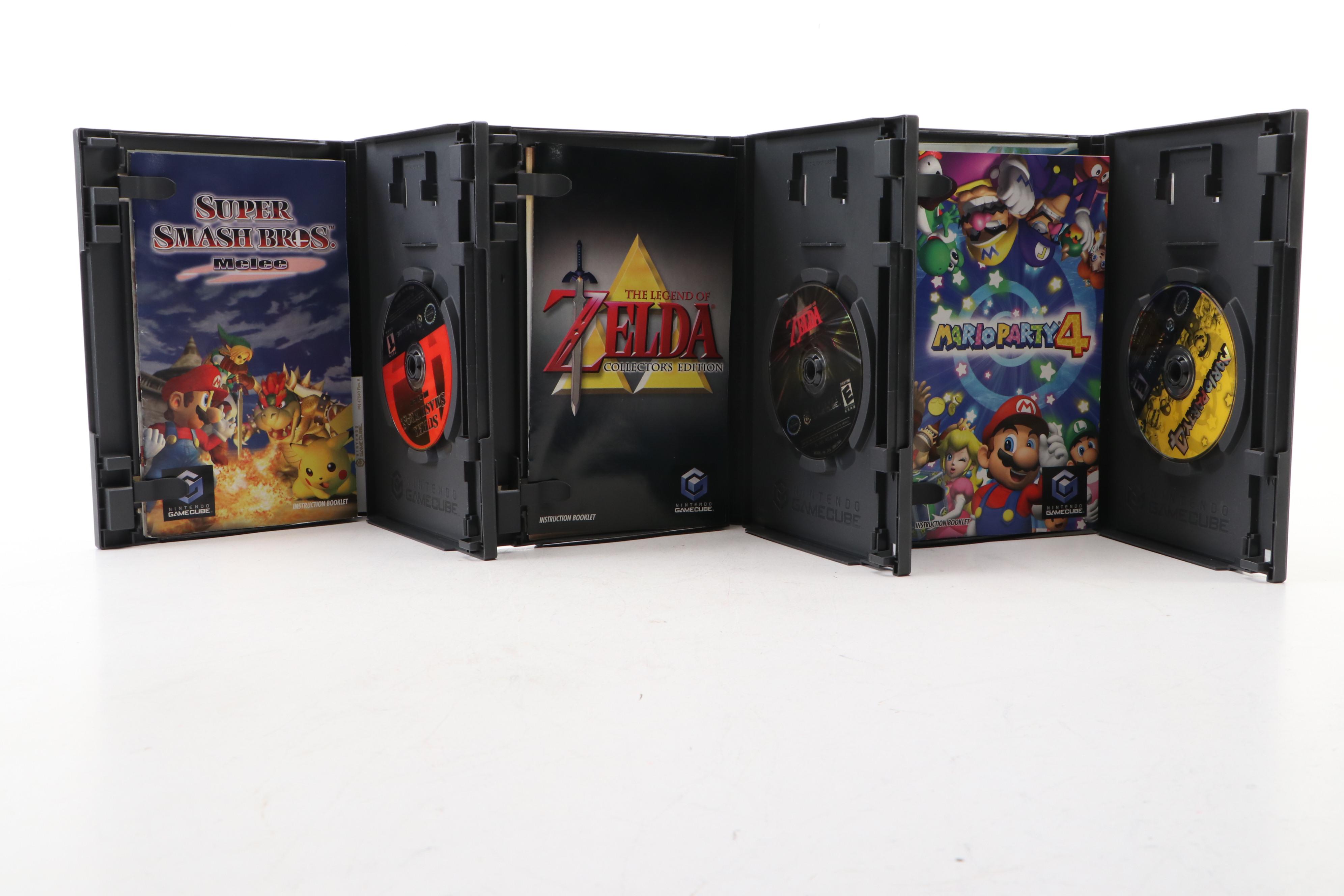 Mario Party 4, Legend of Zelda, and Super Smash Bros GameCube Video Games