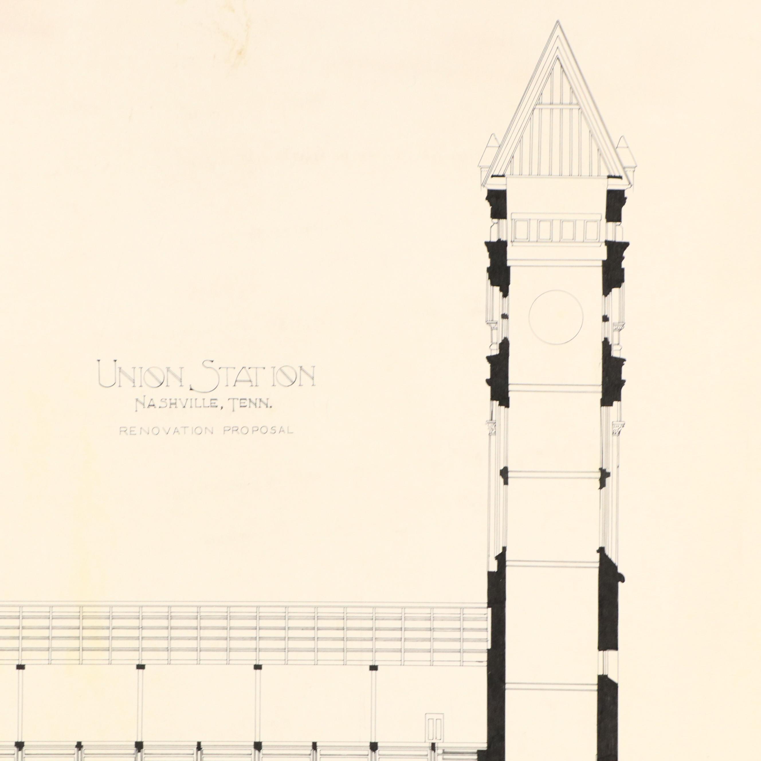 David Felts Schematic Renovation Ink Drawing for Union Station