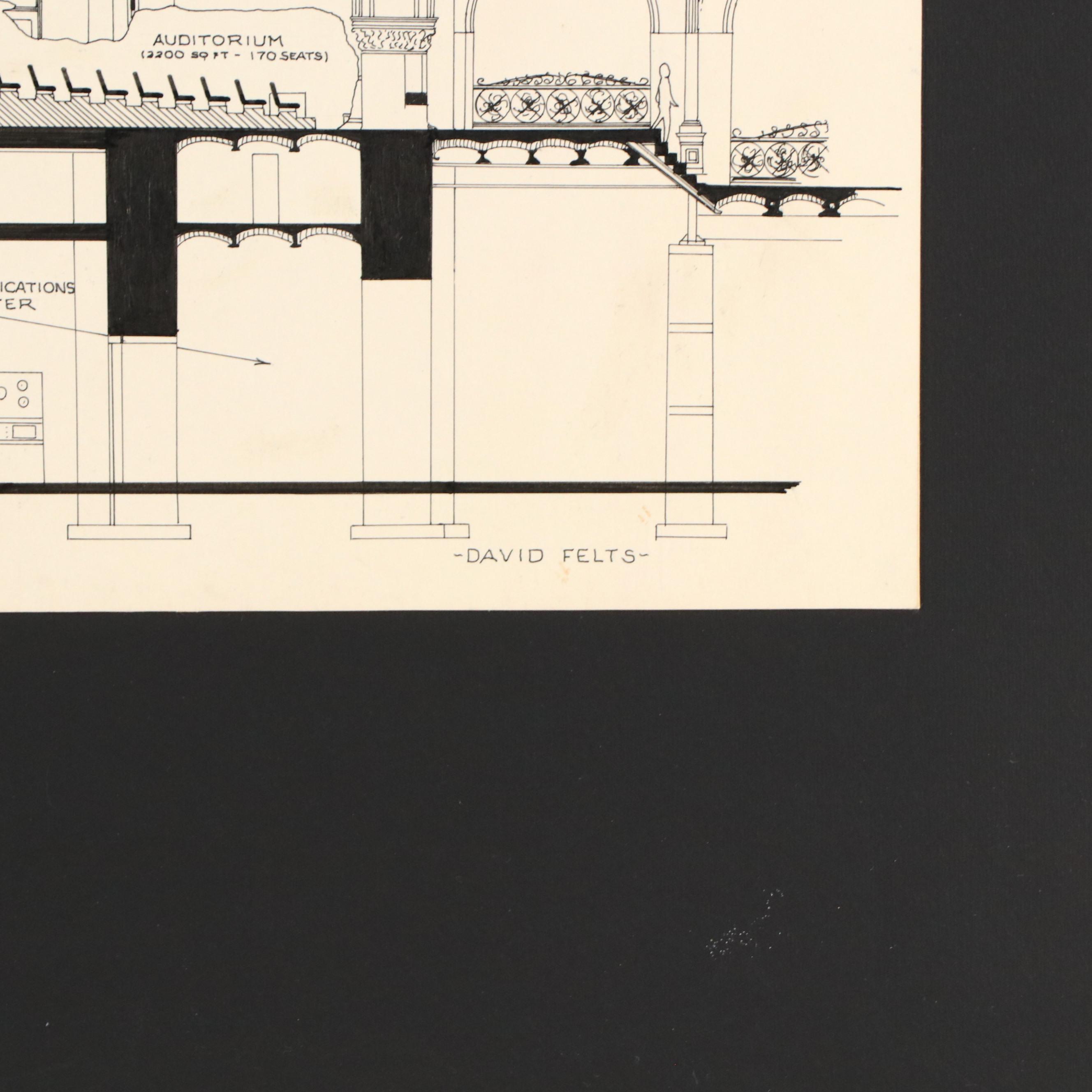 David Felts Schematic Renovation Ink Drawing for Union Station