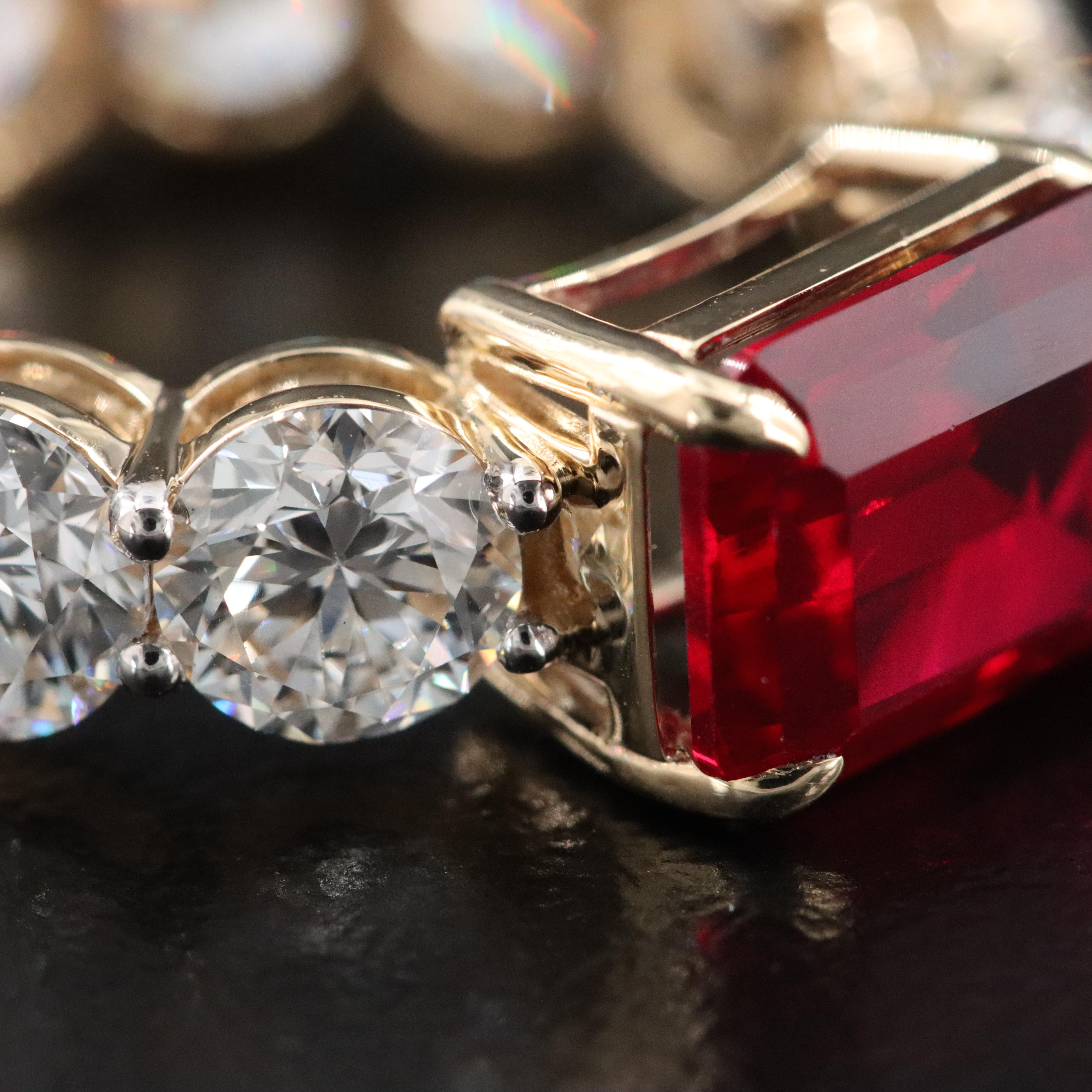 14K 2.97 CT Ruby and 6.00 CTW Lab Grown Diamond Eternity Ring