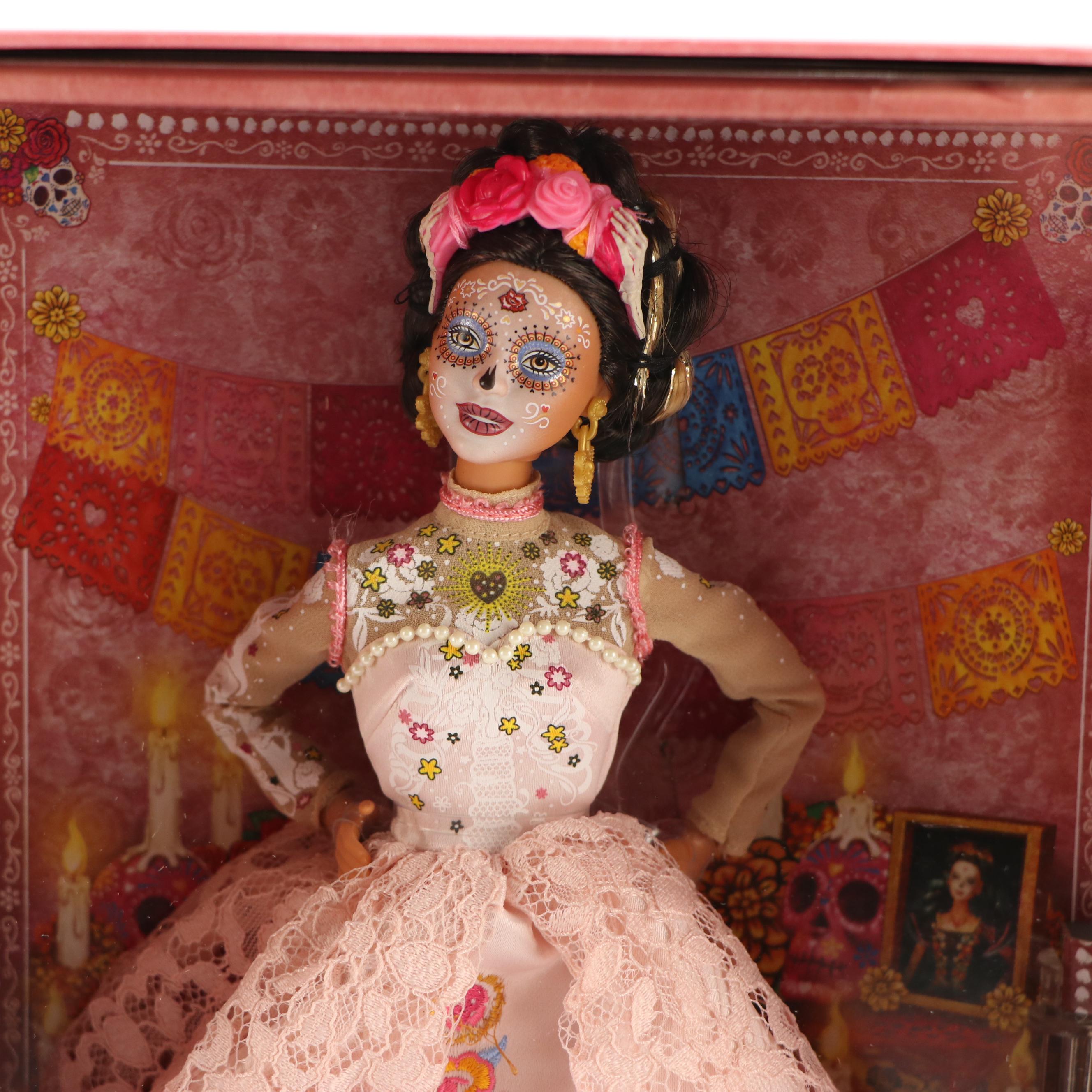 Mattel Barbie "Dia De Muertos" Dolls with Huichol La Calavera Catrina Figurine