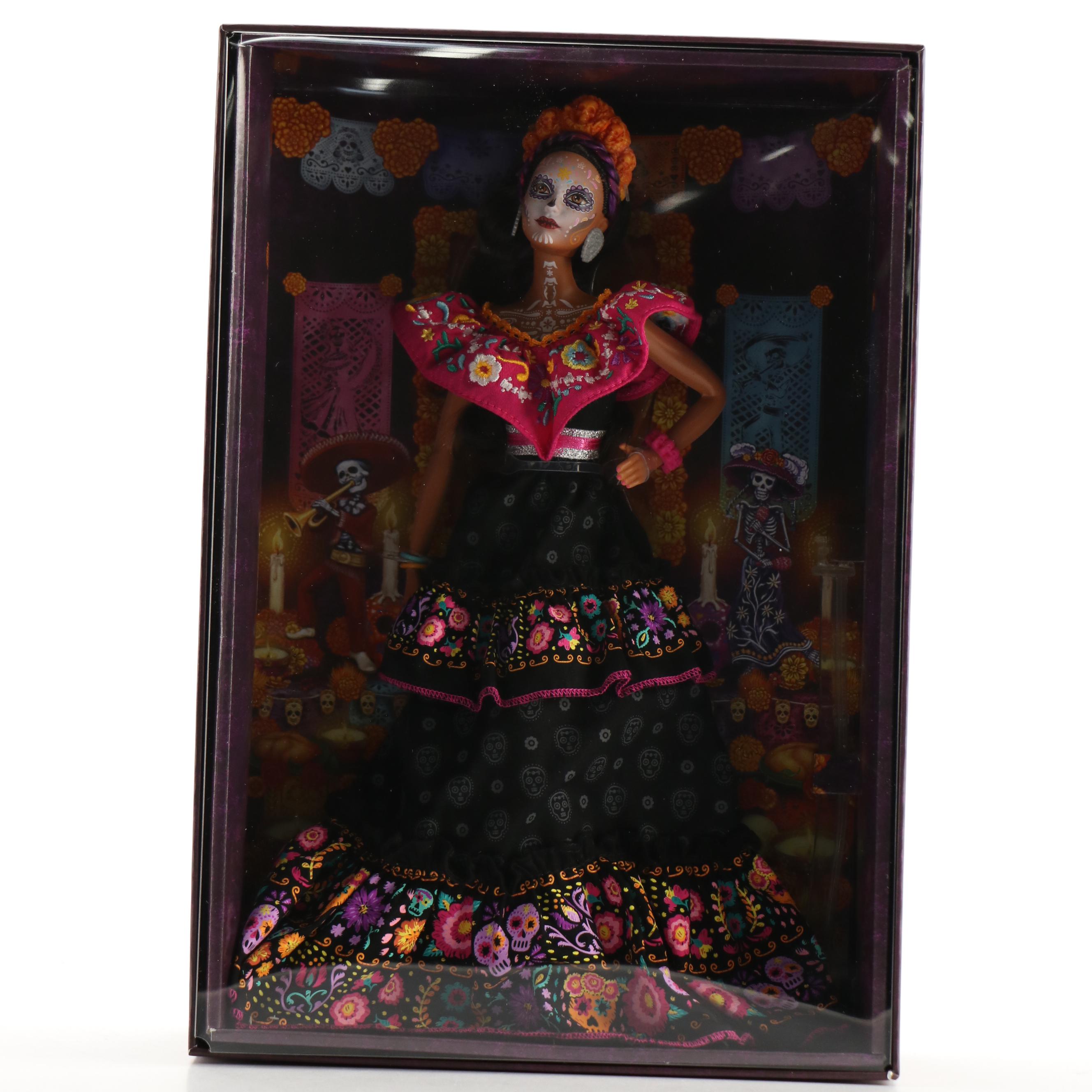 Mattel Barbie "Dia De Muertos" Dolls with Huichol La Calavera Catrina Figurine