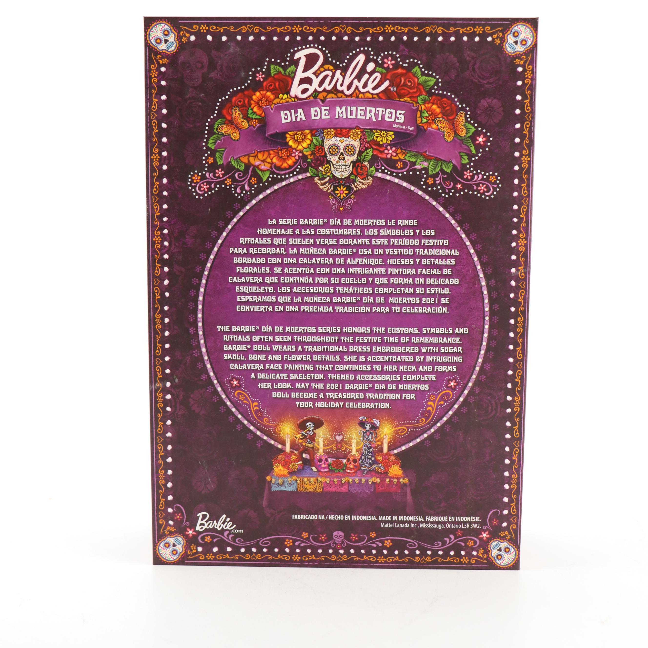 Mattel Barbie "Dia De Muertos" Dolls with Huichol La Calavera Catrina Figurine