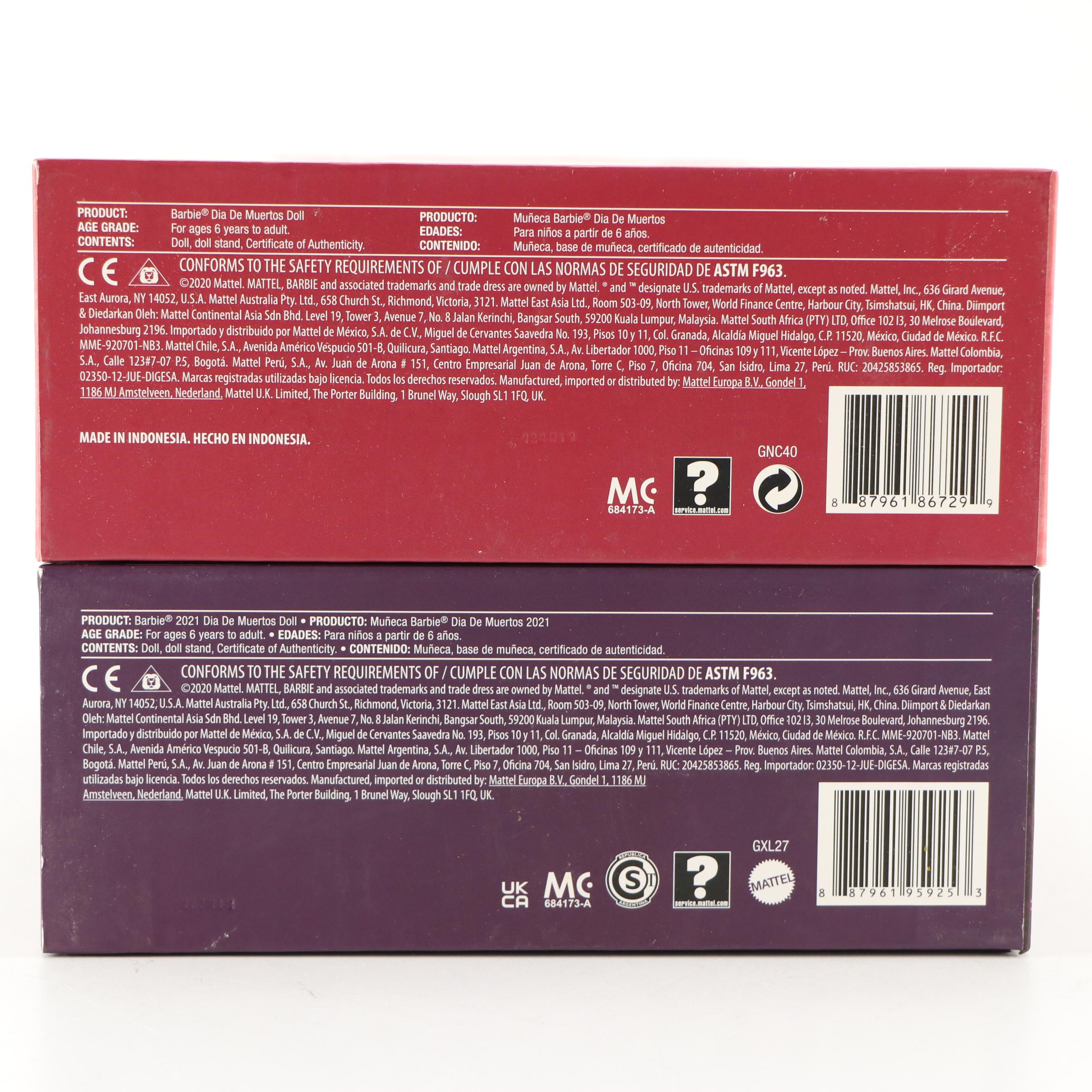 Mattel Barbie "Dia De Muertos" Dolls with Huichol La Calavera Catrina Figurine