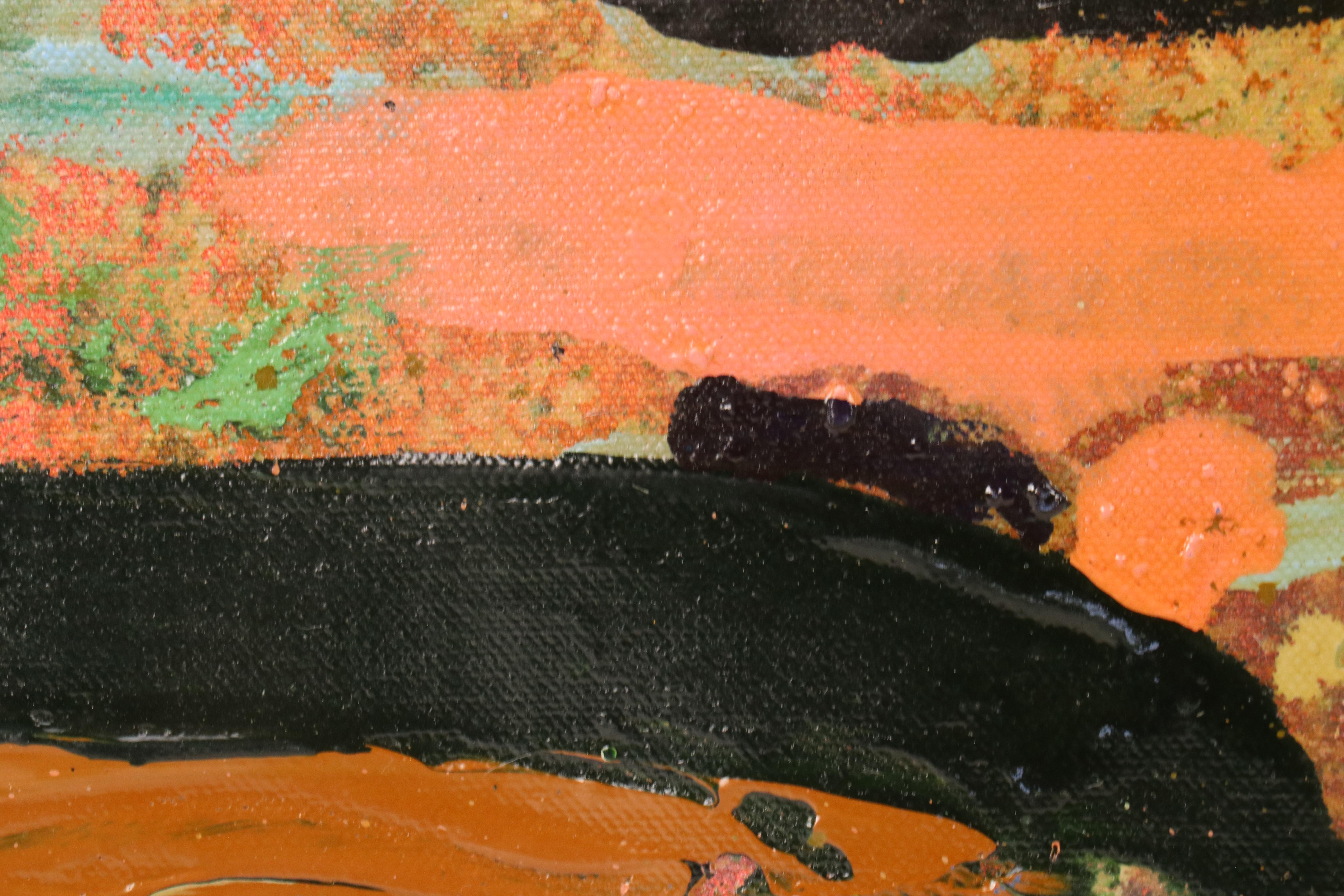 Harry Hilson Oil Painting with Abstract Landscape, Late 20th Century