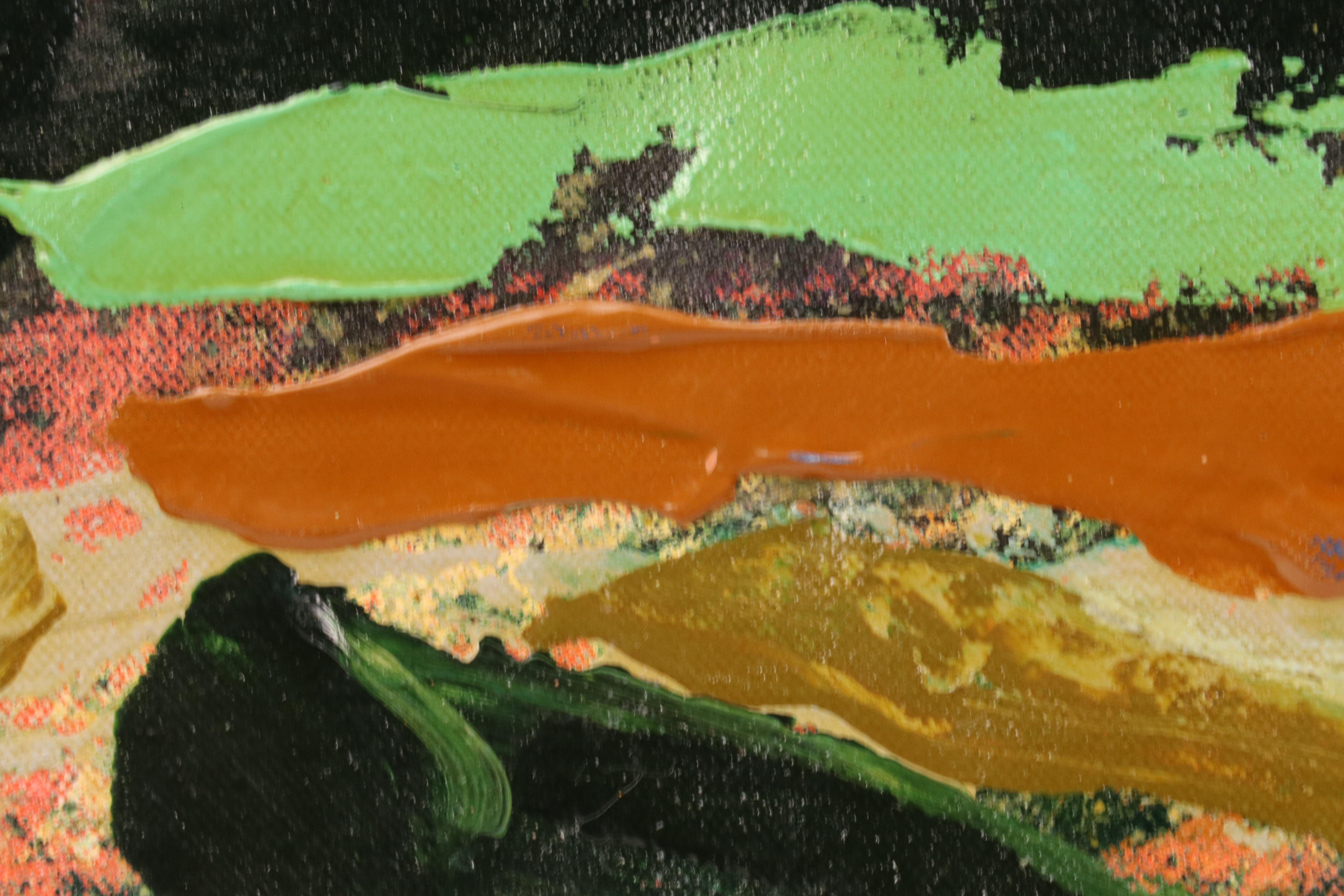 Harry Hilson Oil Painting with Abstract Landscape, Late 20th Century