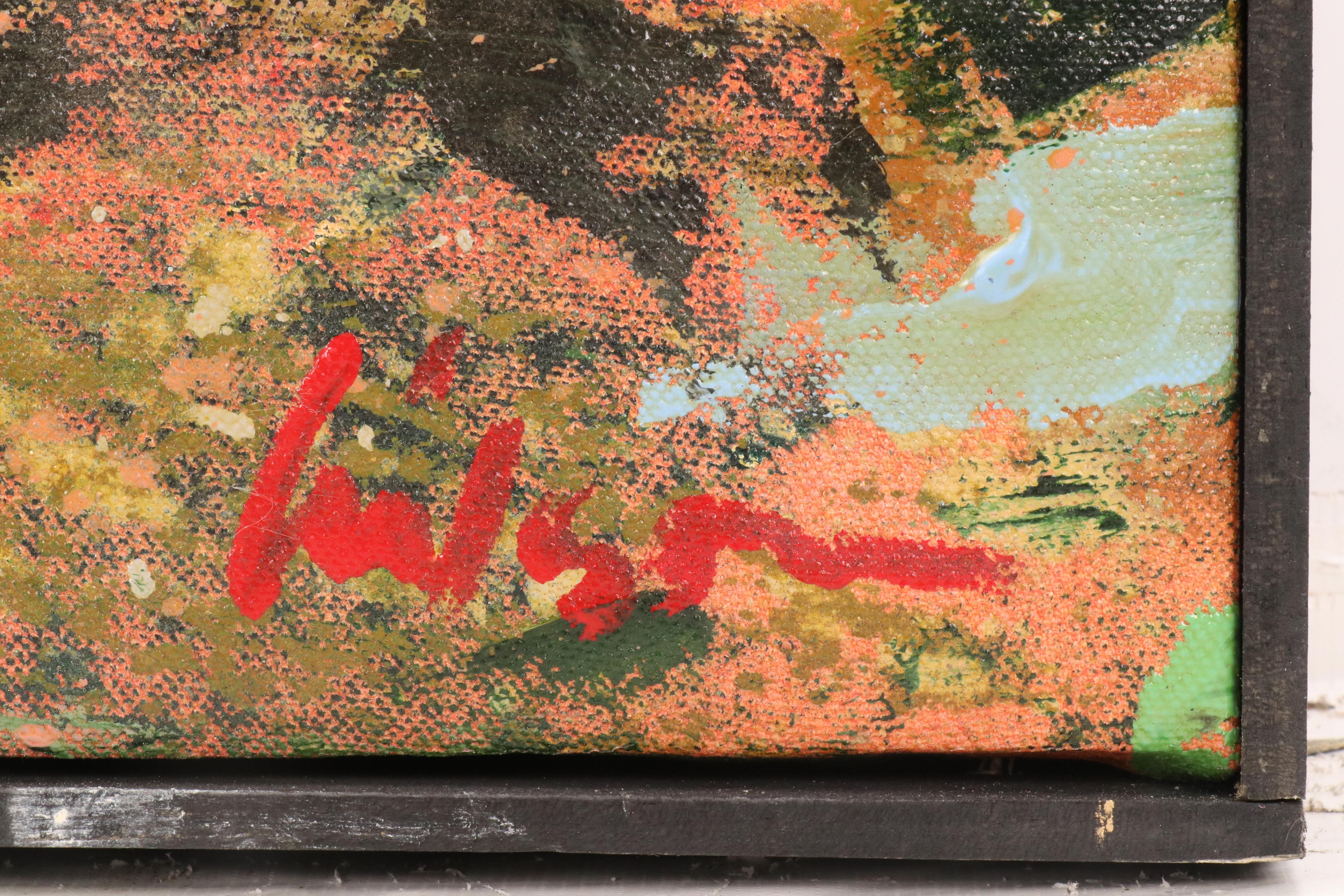 Harry Hilson Oil Painting with Abstract Landscape, Late 20th Century