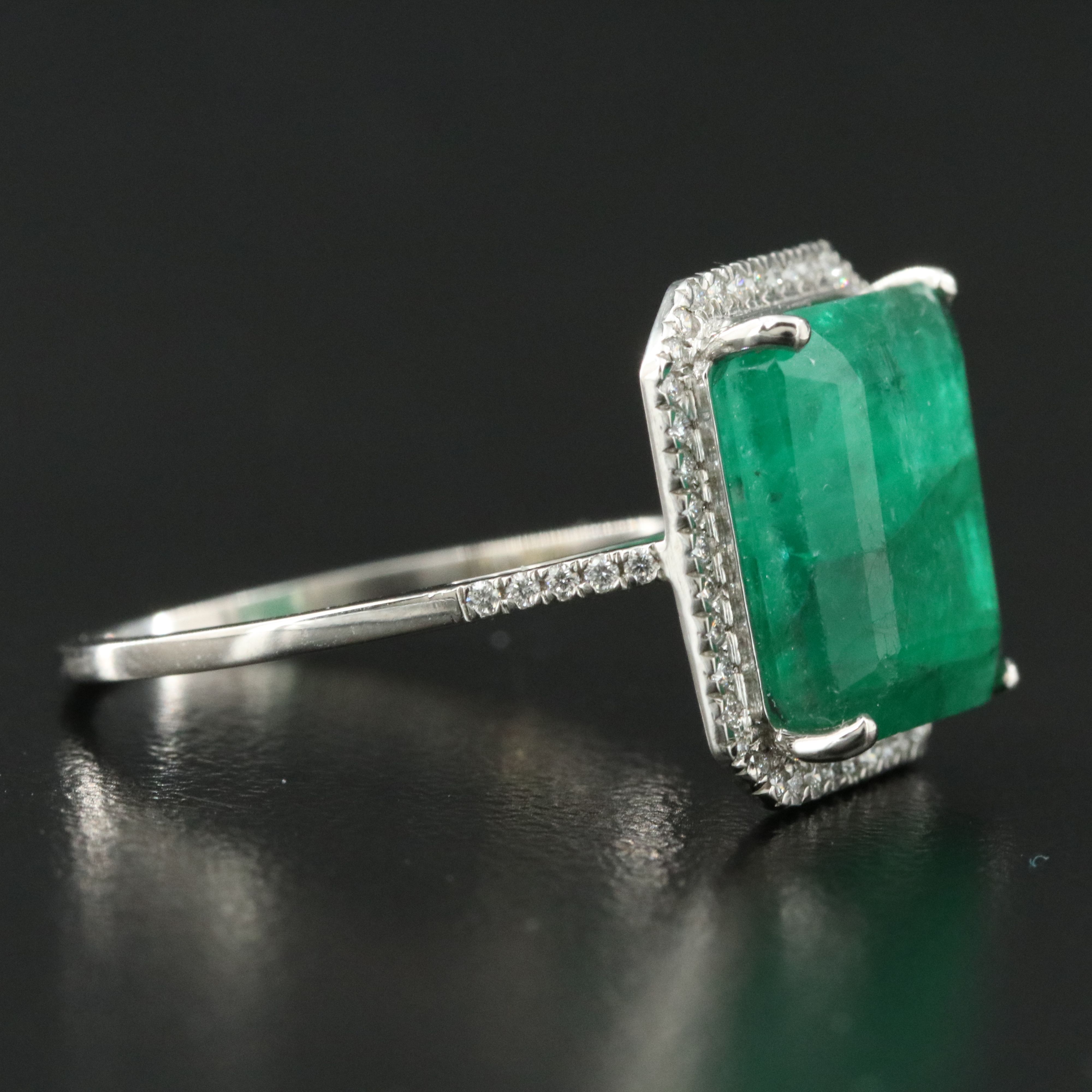 Platinum 3.71 CT Emerald and 0.20 CTW Diamond Ring