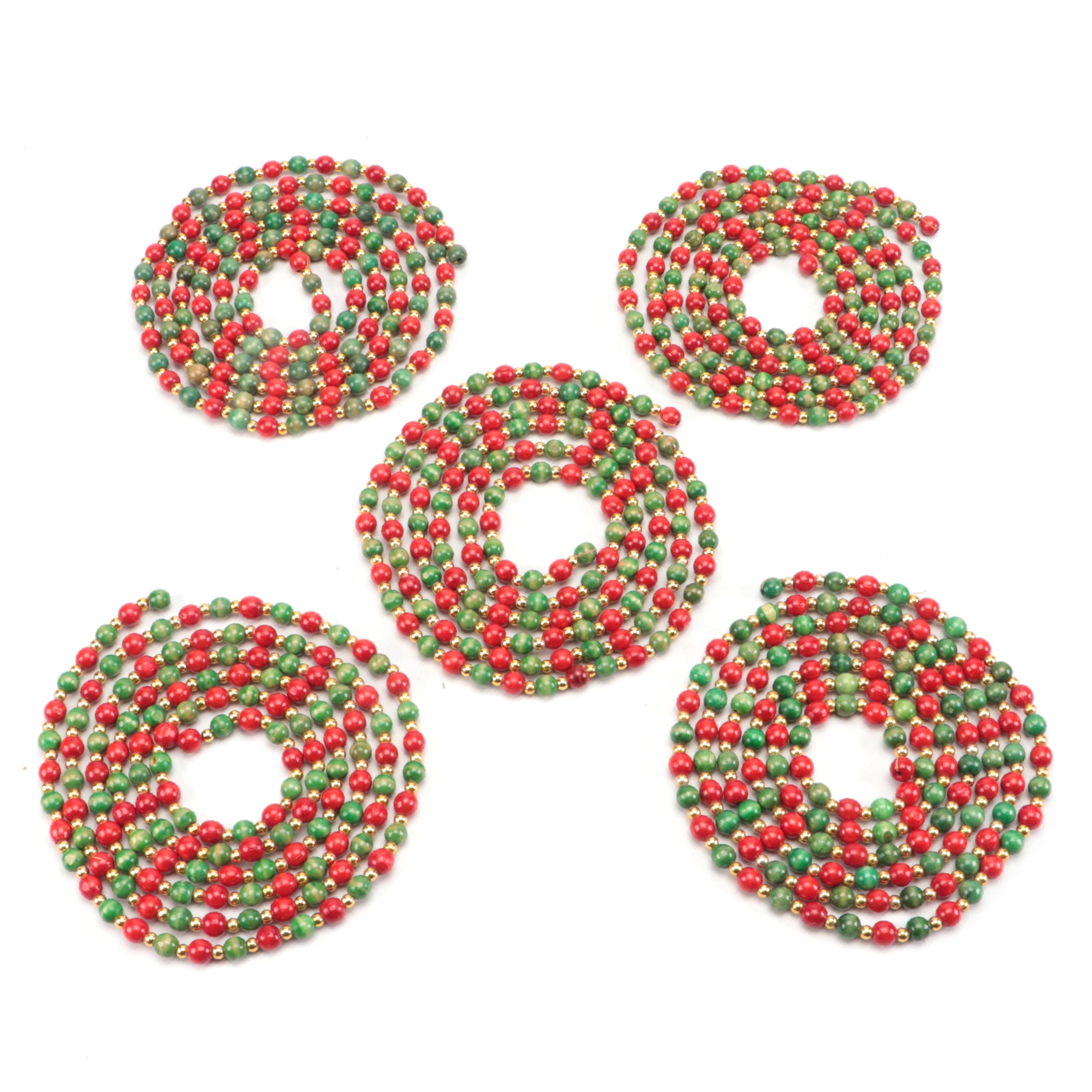 Mercury Glass Ornaments with Beaded Garlands and Other Decor
