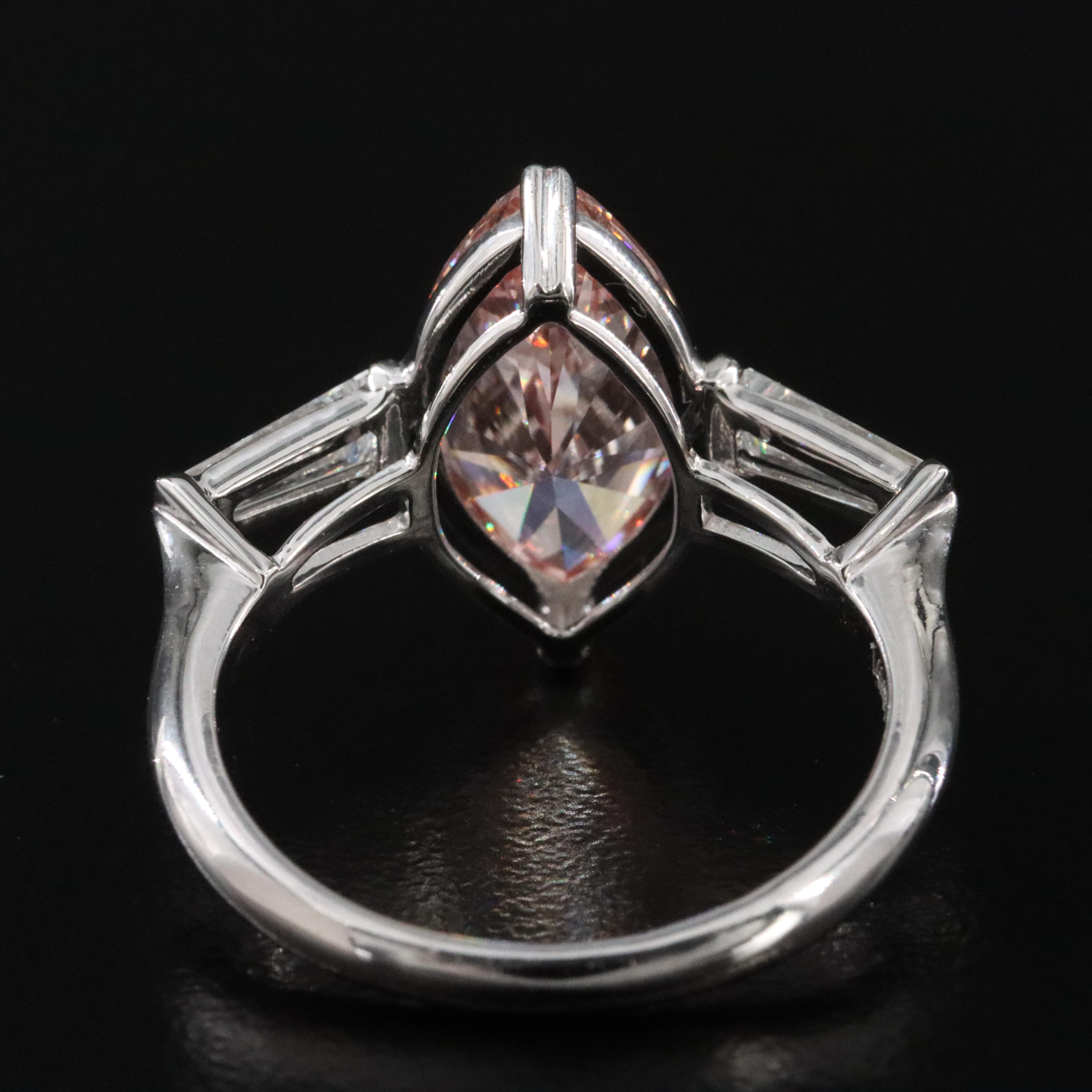 14K 3.45 CTW Lab Grown Diamond Ring with Fancy Pink Center and IGI Report