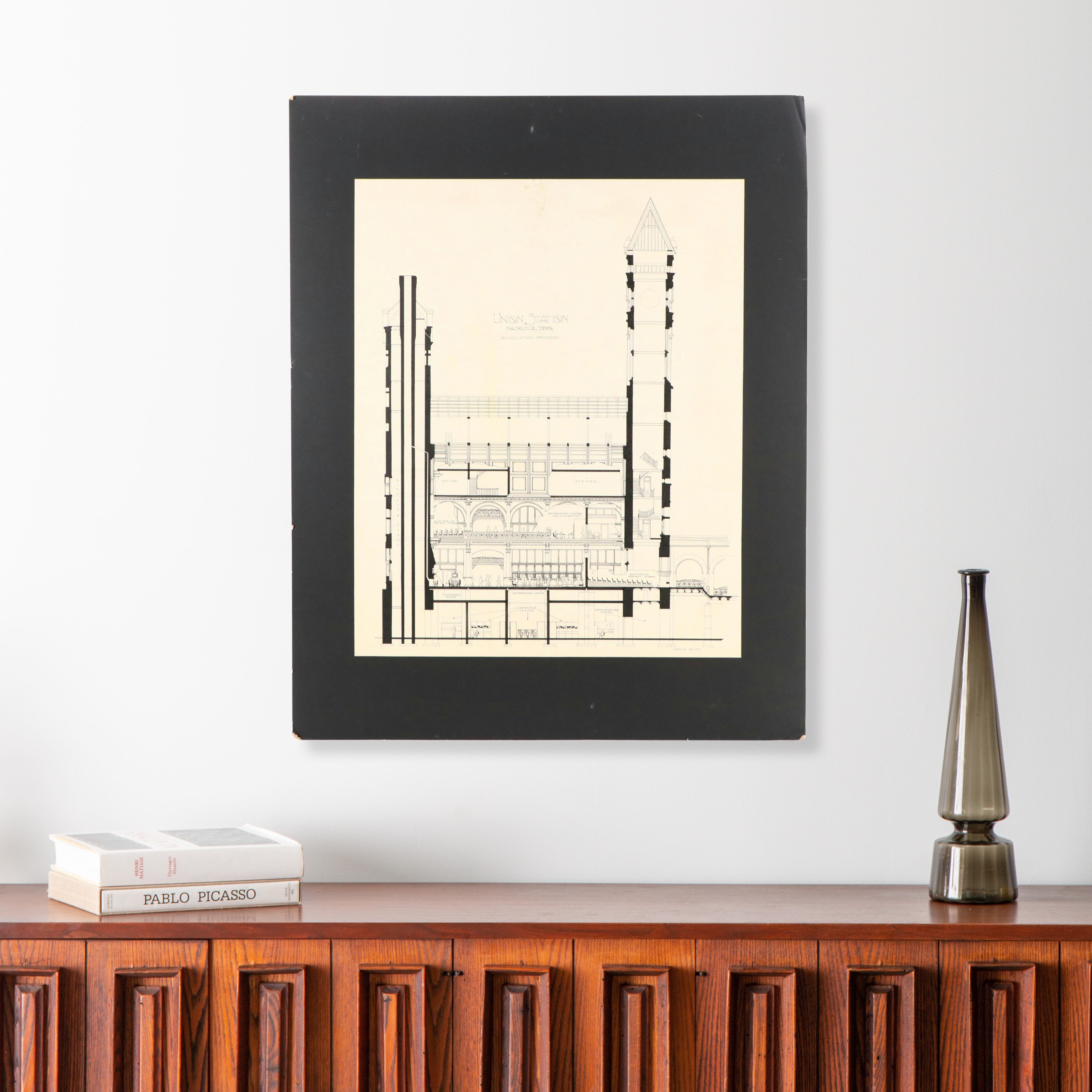 David Felts Schematic Renovation Ink Drawing for Union Station