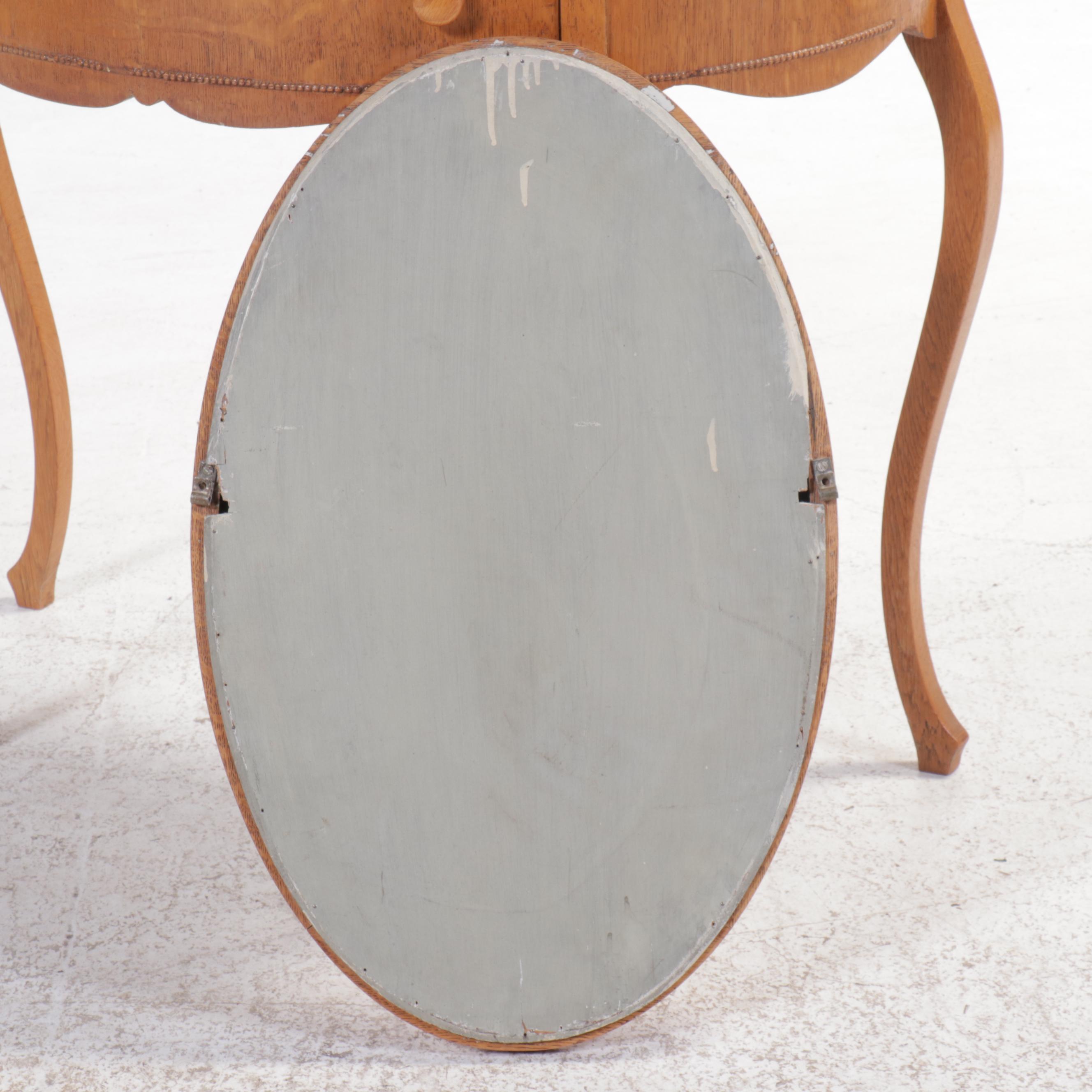 Victorian Oak Vanity Table with Mirror, 19th Century