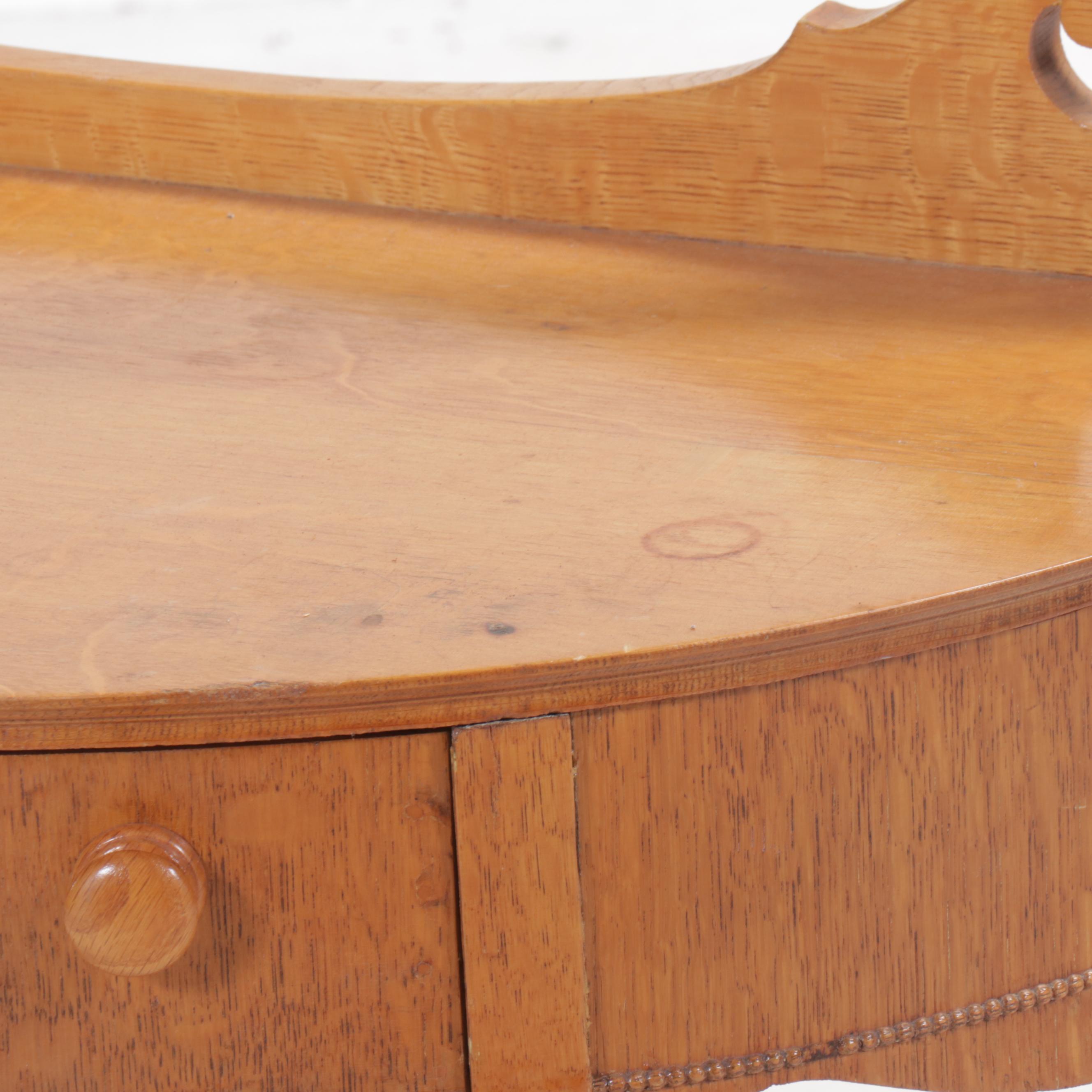 Victorian Oak Vanity Table with Mirror, 19th Century