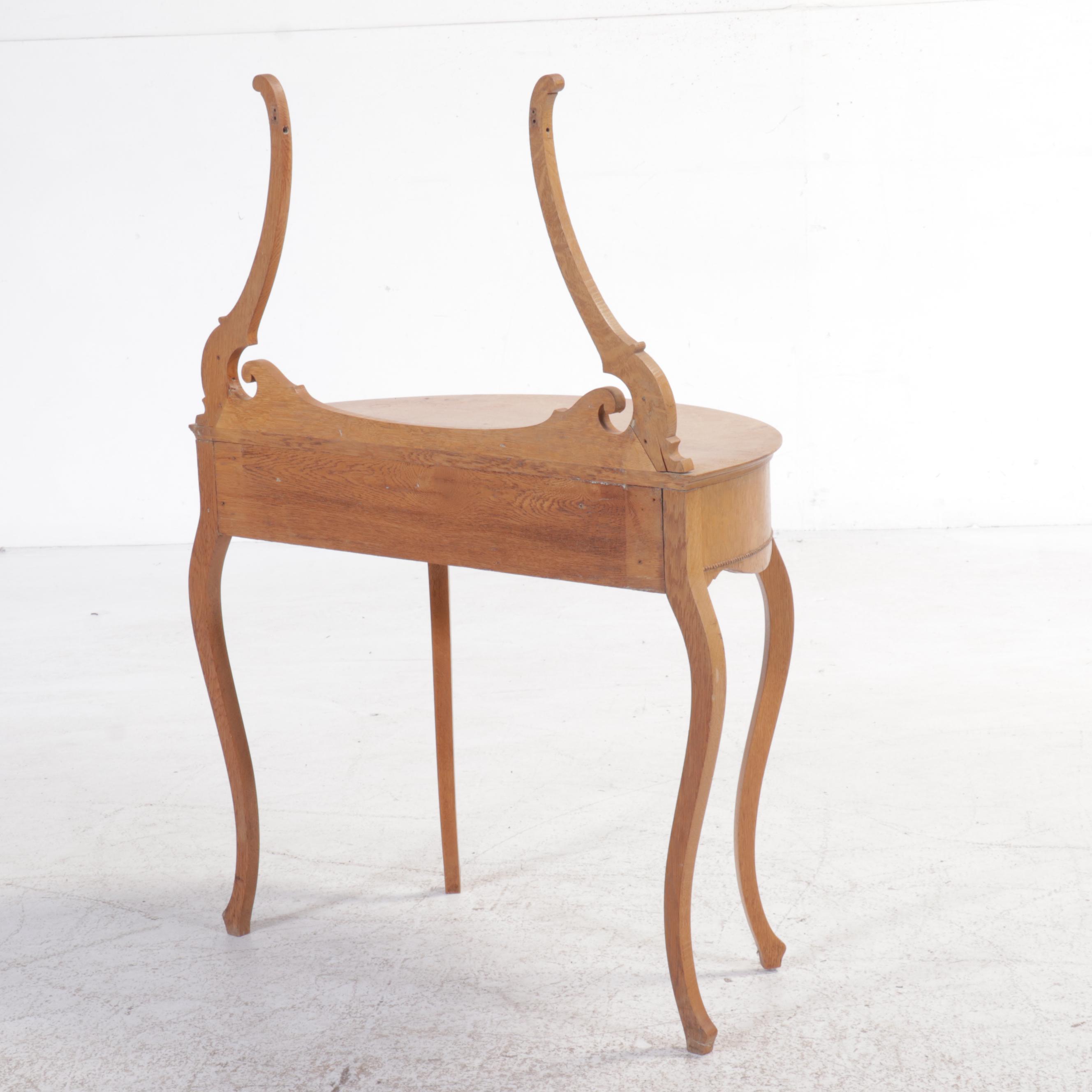 Victorian Oak Vanity Table with Mirror, 19th Century
