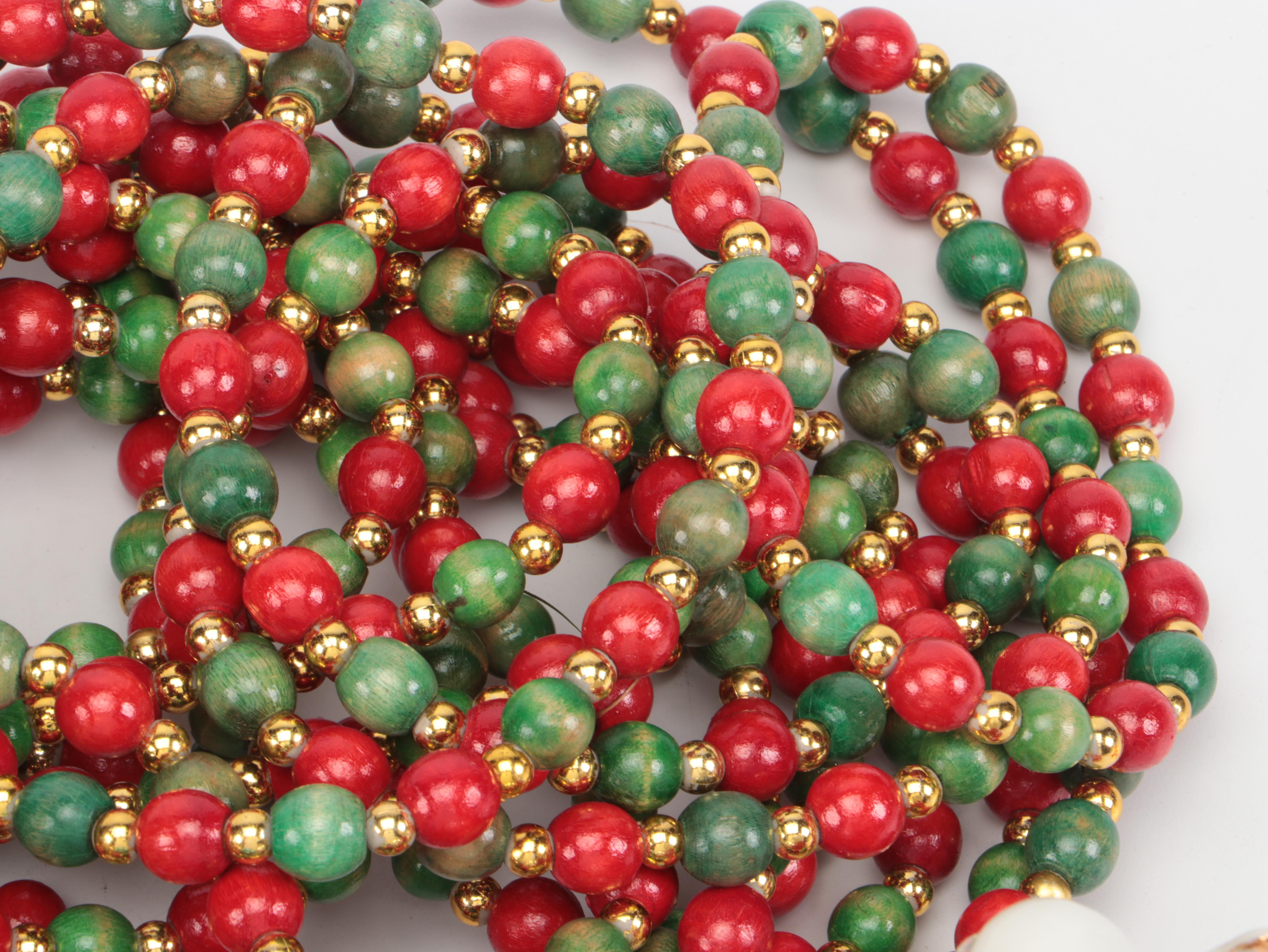 Mercury Glass Ornaments with Beaded Garlands and Other Decor