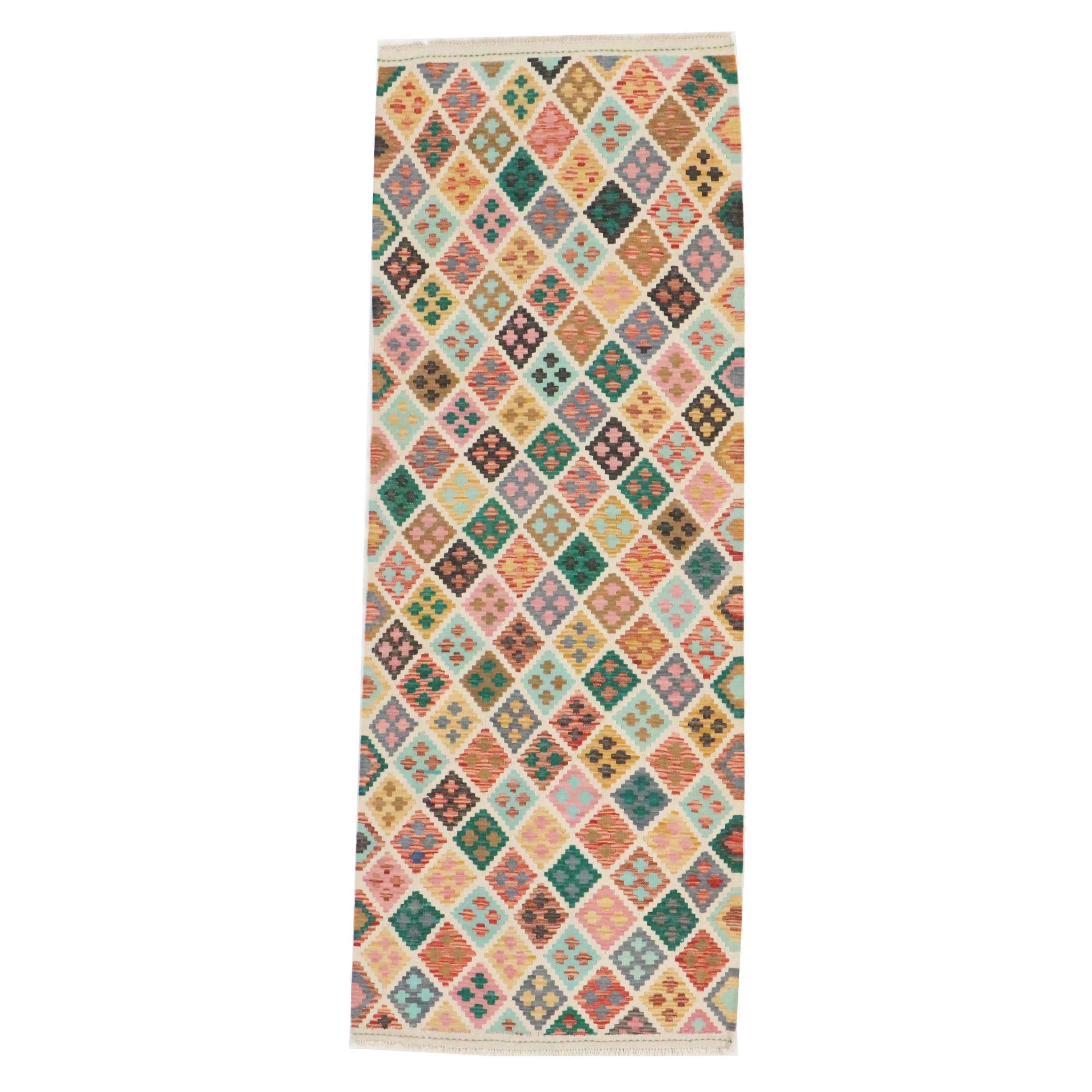 3' x 8' Handwoven Pakistani Kilim Long Rug