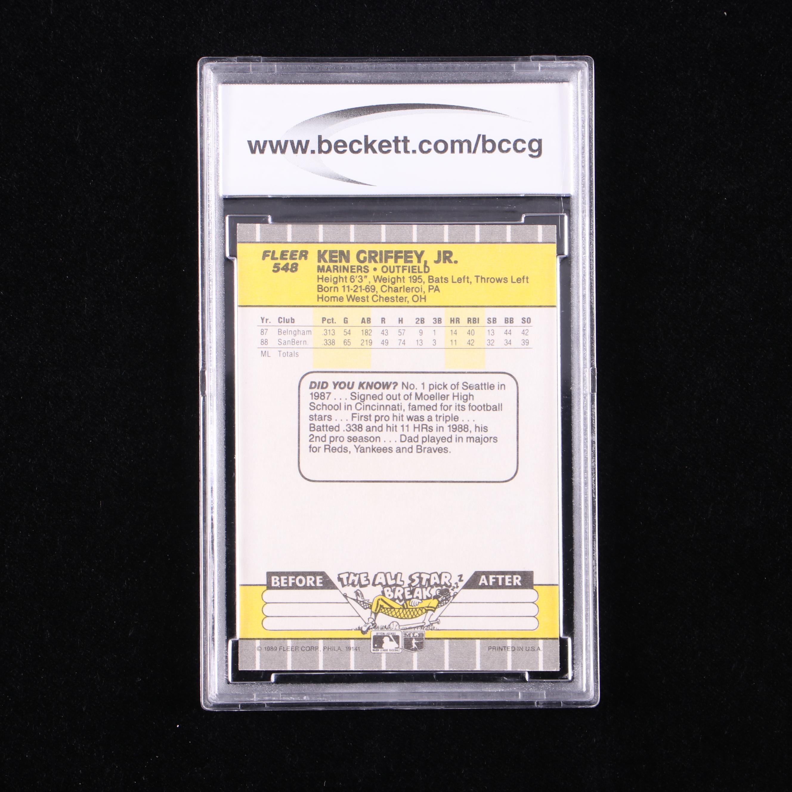 1989 Fleer Ken Griffey Jr. Seattle Mariners Rookie Card Graded BCCG 10