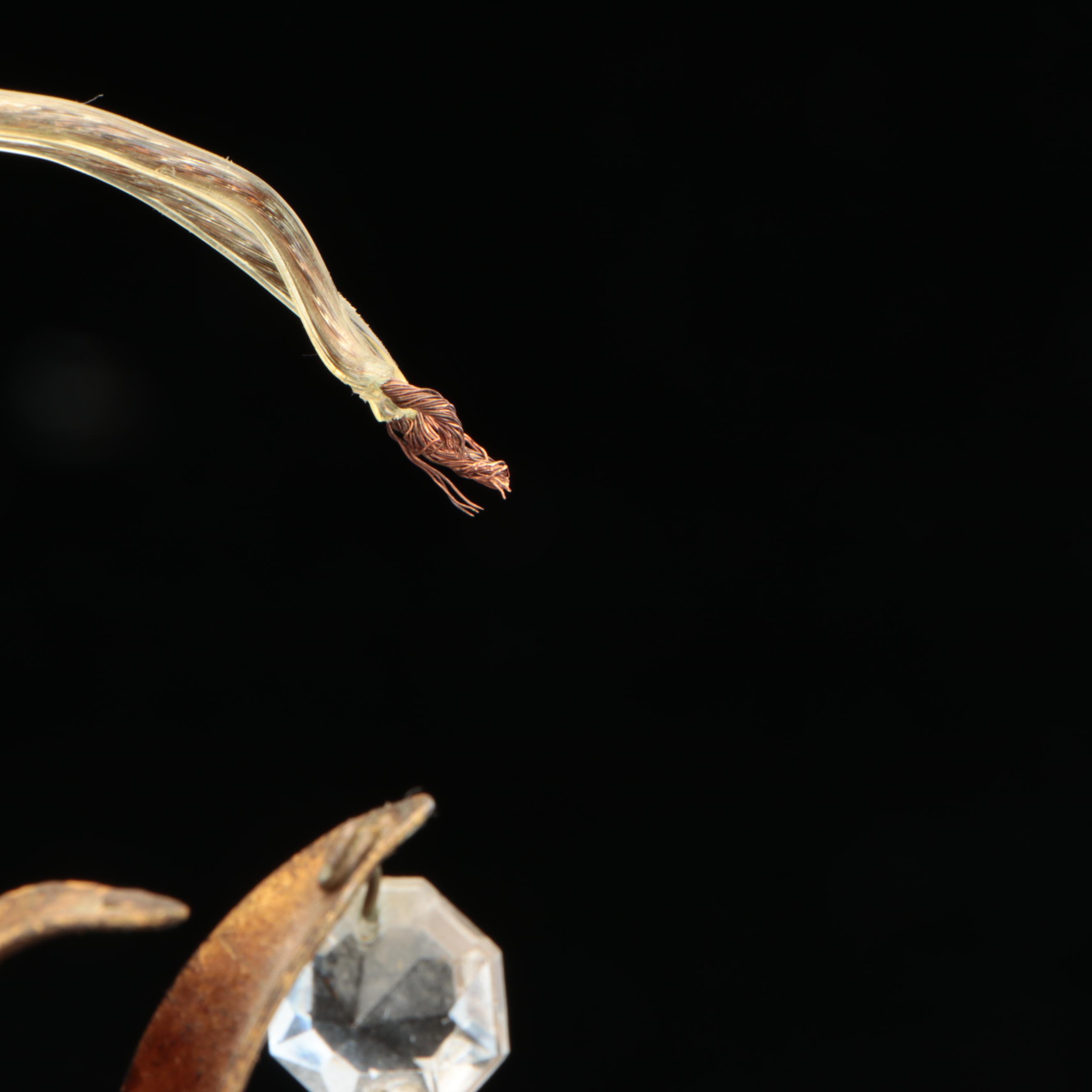 Italianate Gilt Metal and Crystal Four-Arm Chandelier