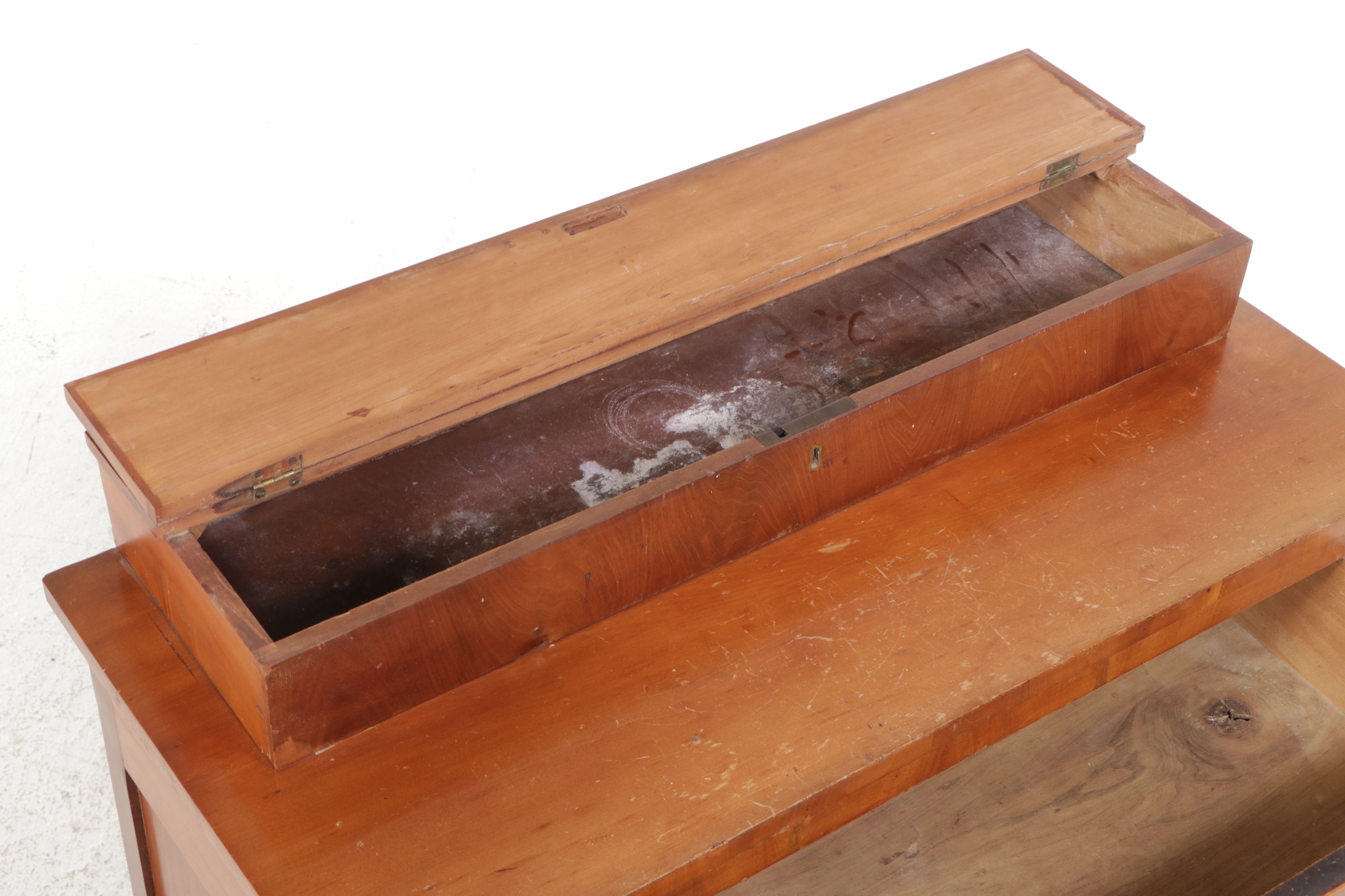 American Empire Burl and Maple Chest of Drawers with Glove Box, 19th Century