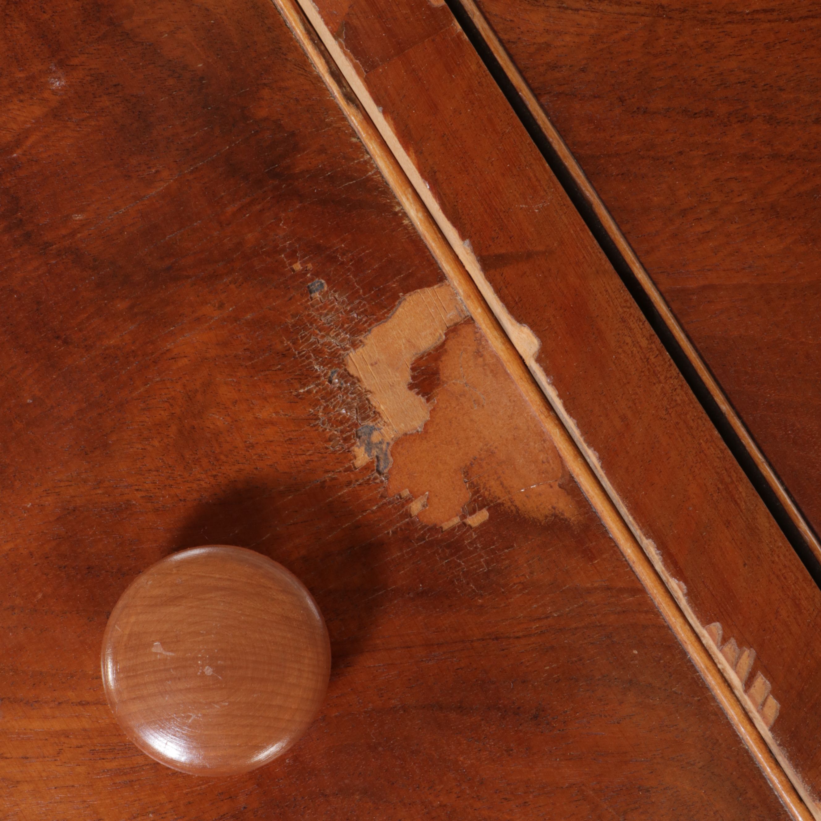American Empire Burl and Maple Chest of Drawers with Glove Box, 19th Century