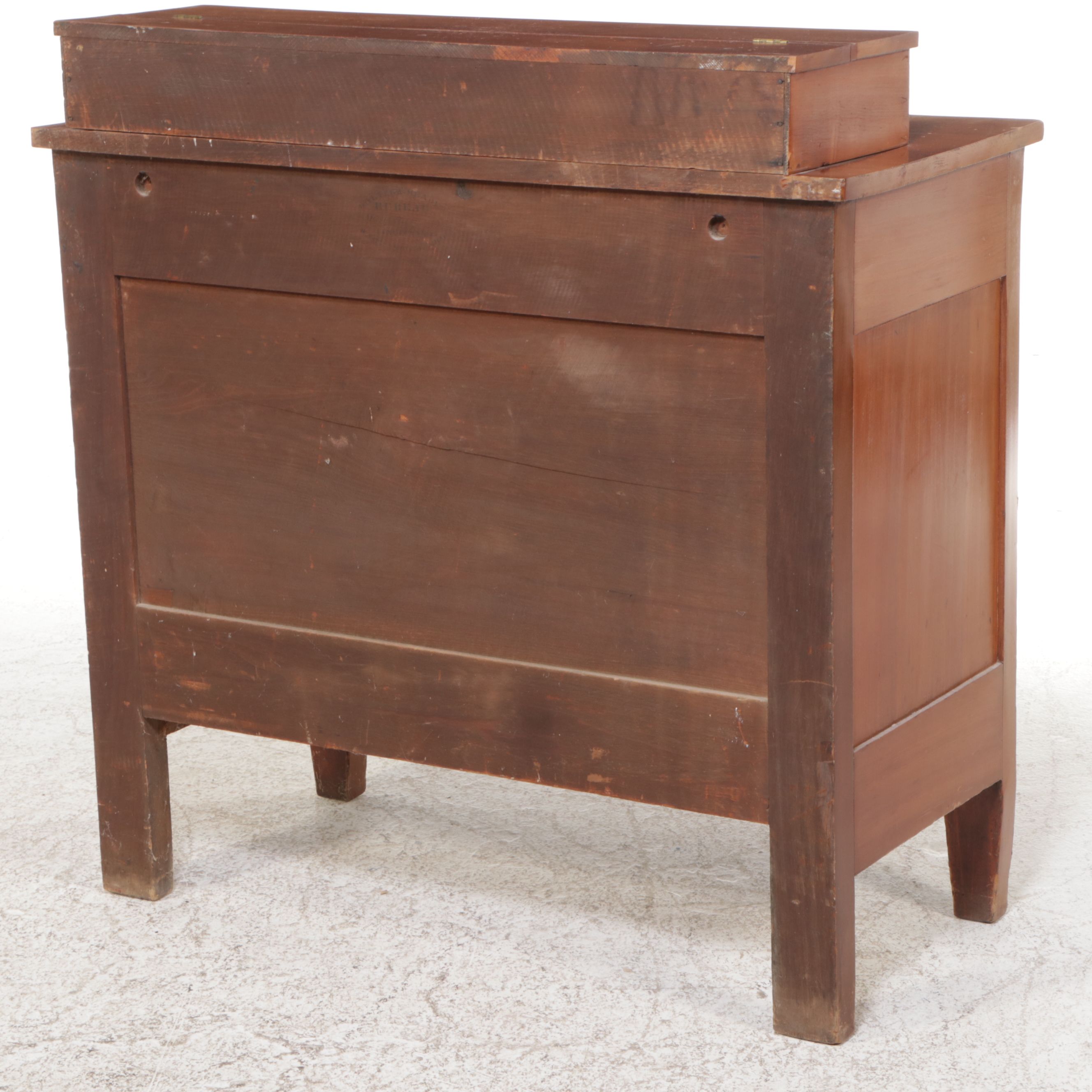 American Empire Burl and Maple Chest of Drawers with Glove Box, 19th Century