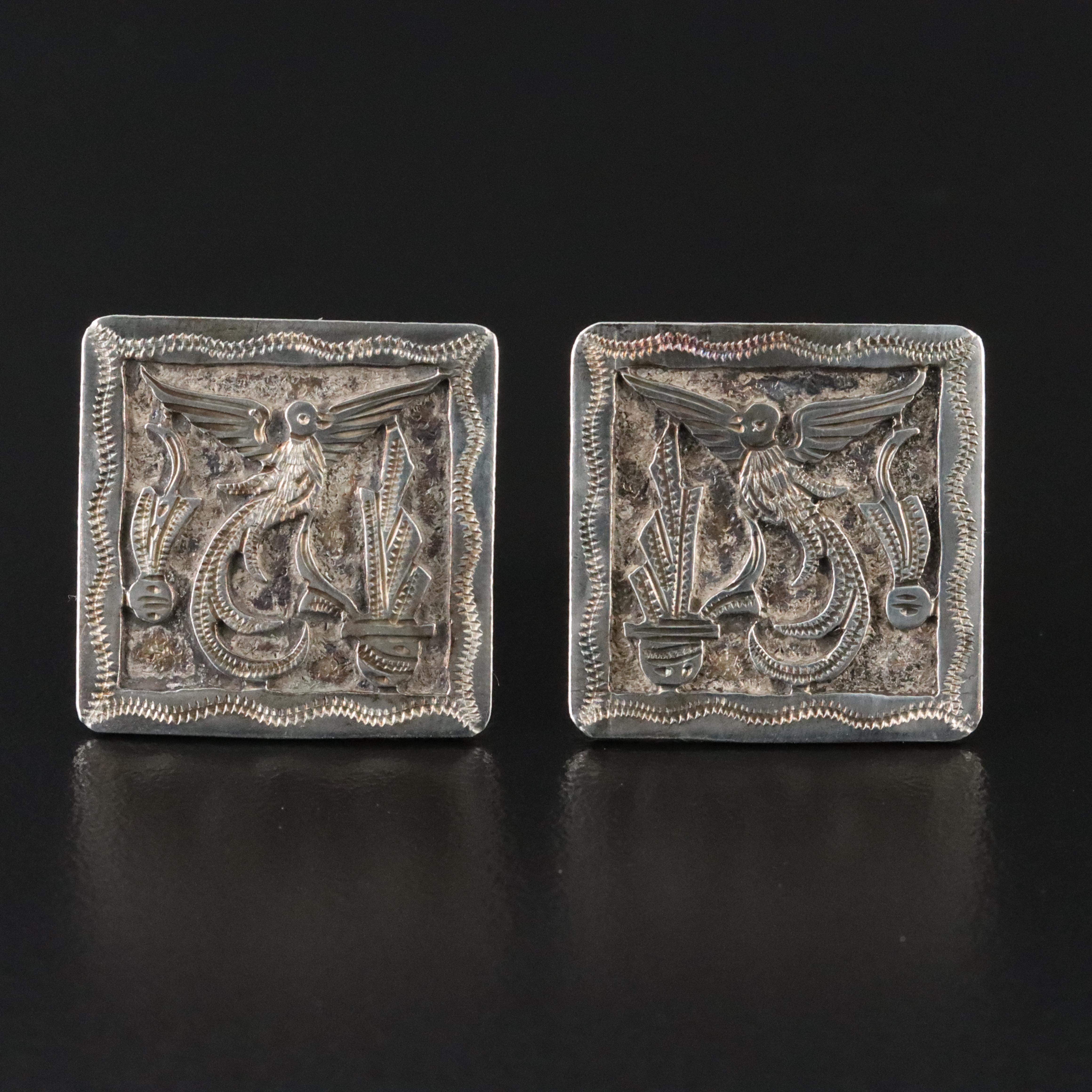 Guatamalan 800 Silver Quetzal Bird Cufflinks