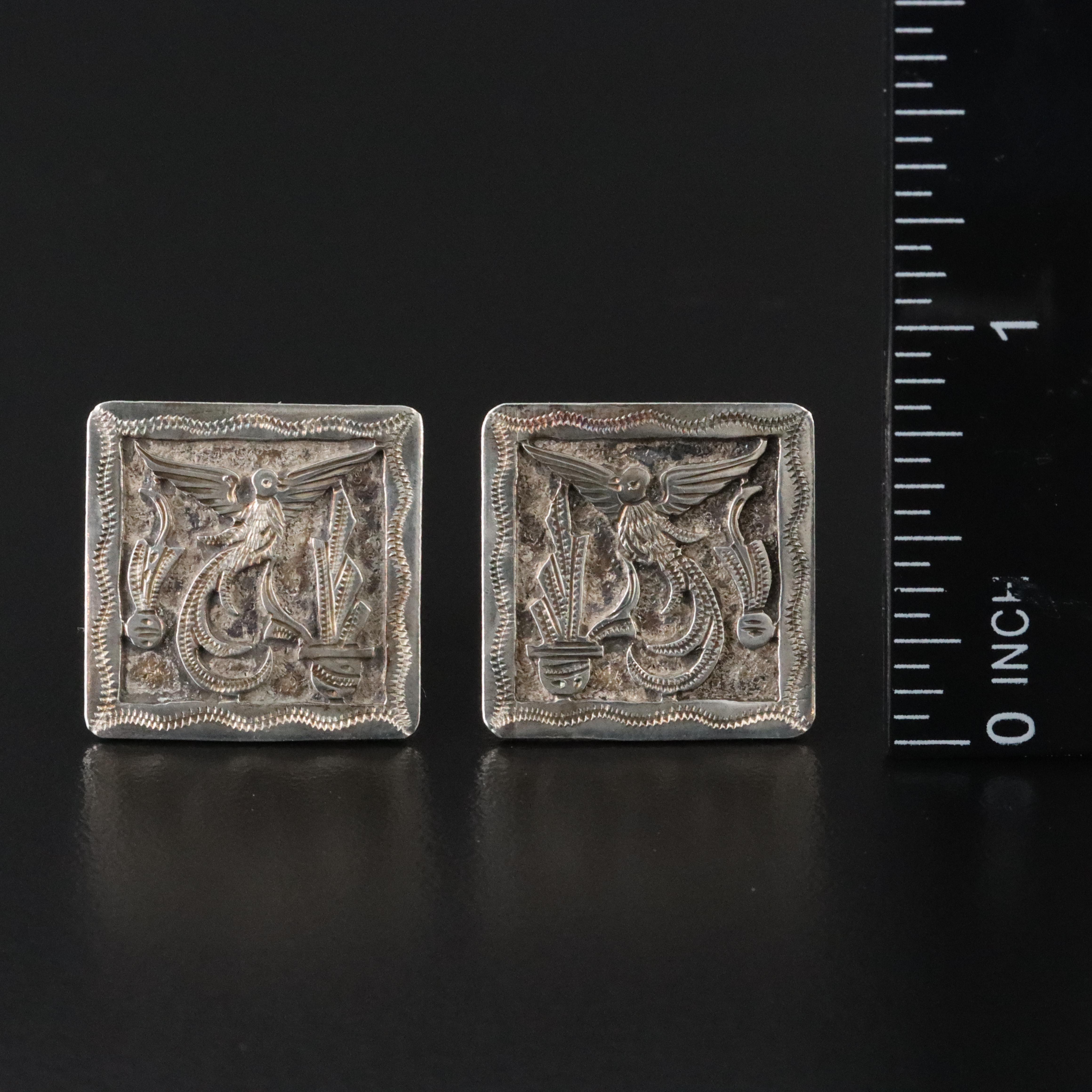 Guatamalan 800 Silver Quetzal Bird Cufflinks