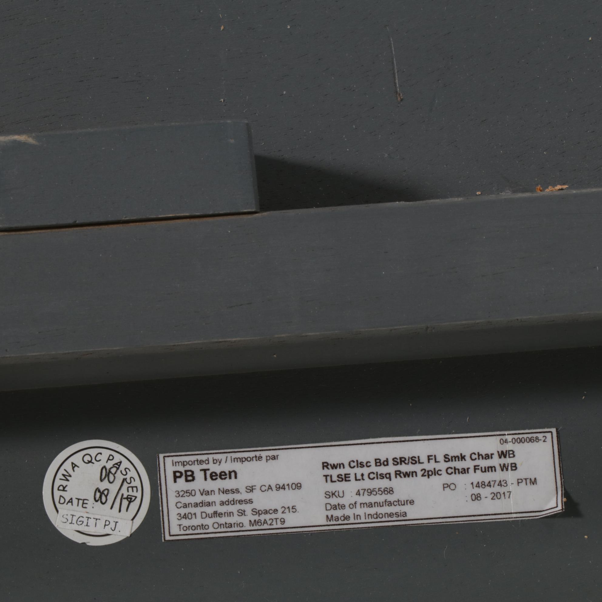 Pottery  Barn Teen "Rowan" Charcoal Weathered Wood Full Size Bed Frame, 2017