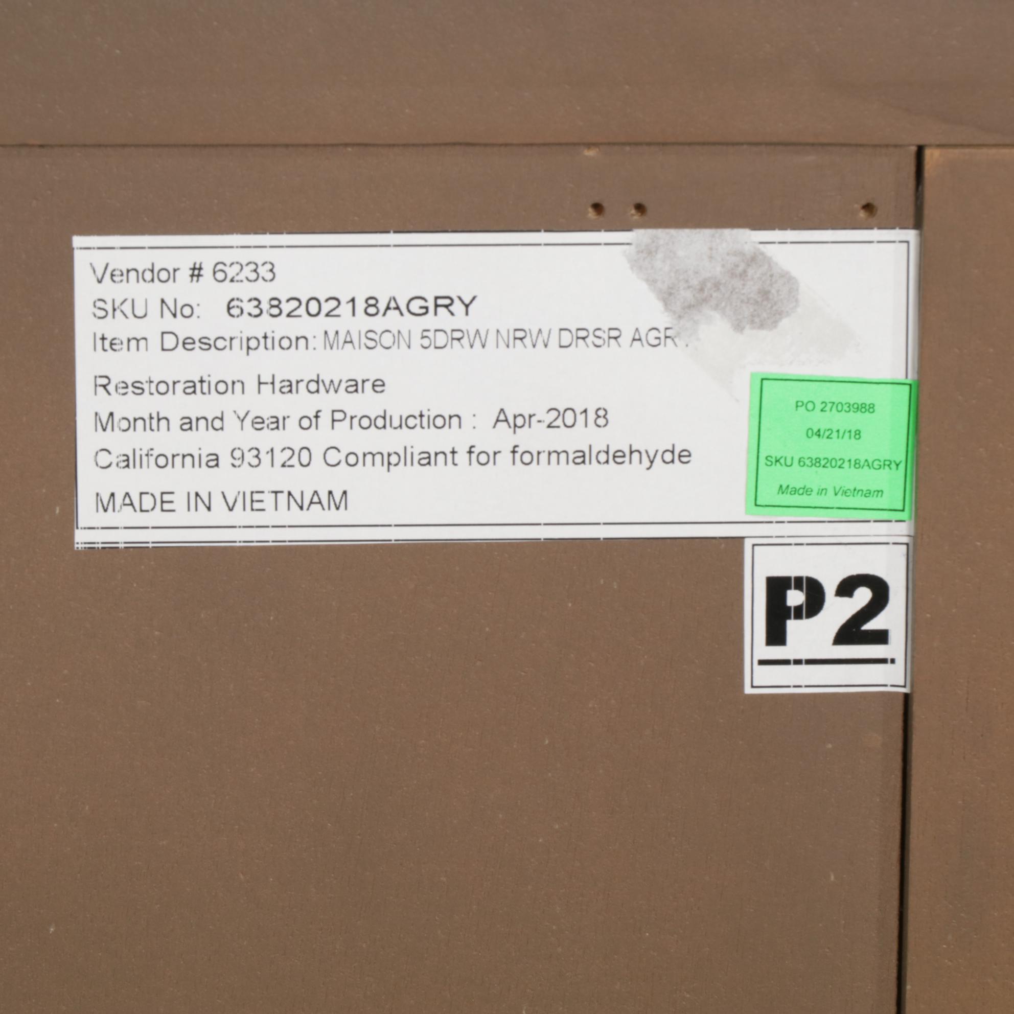 Restoration Hardware "Maison" Weathered Oak Chest of Drawers