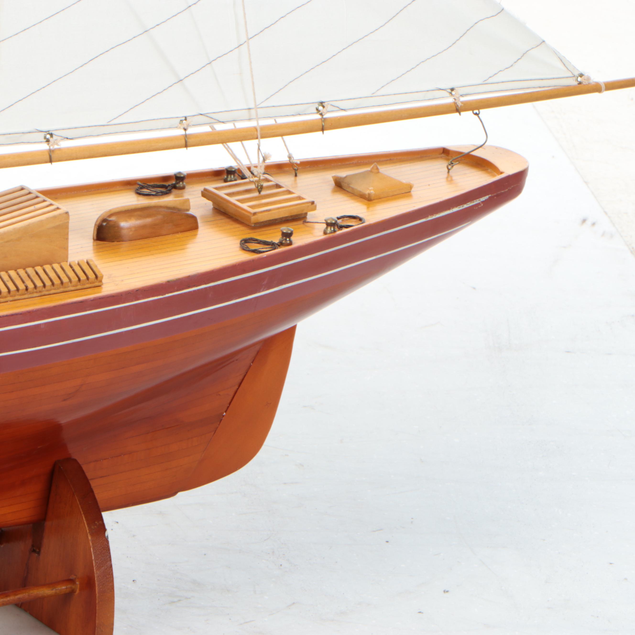 Handcrafted Wooden Sailboat Model