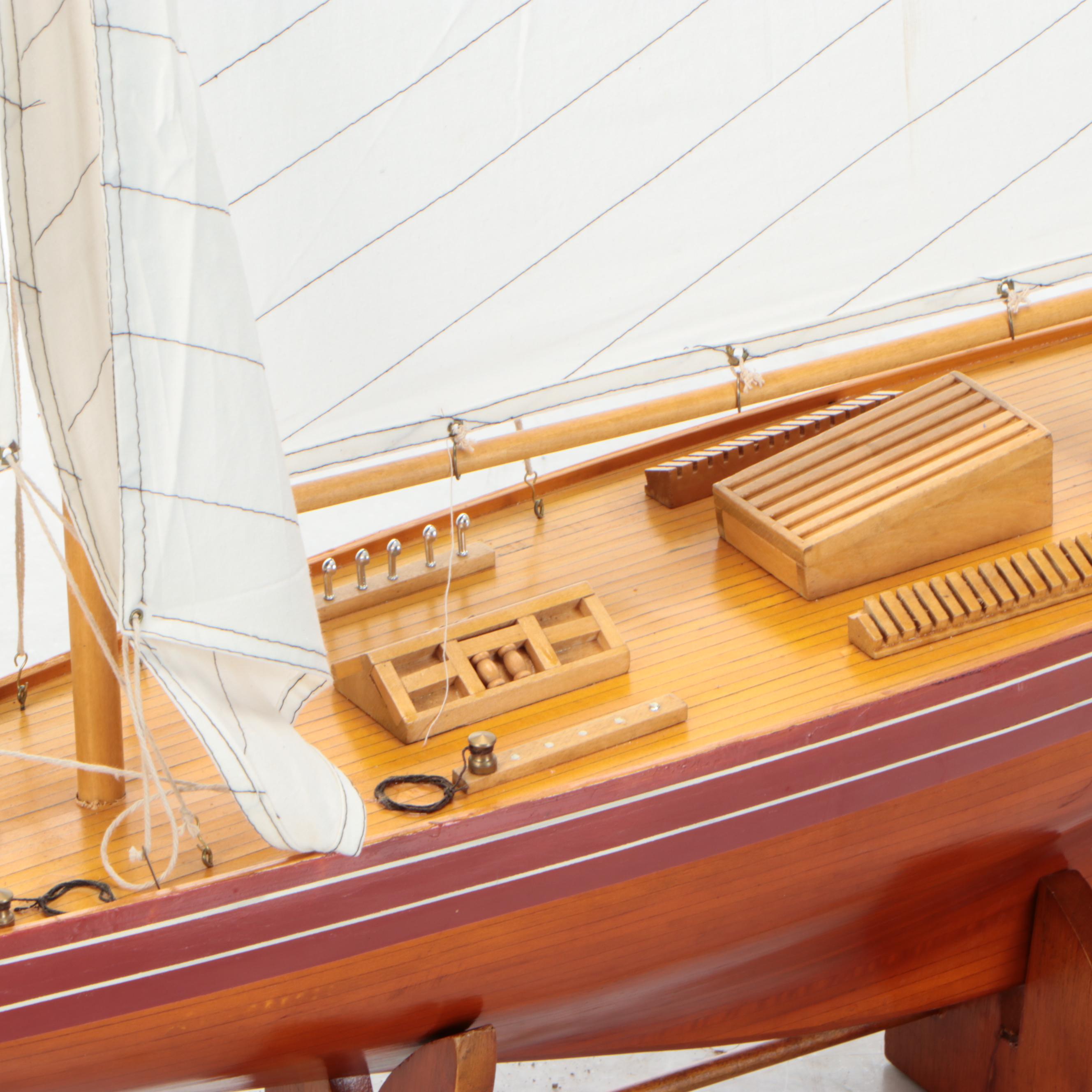 Handcrafted Wooden Sailboat Model