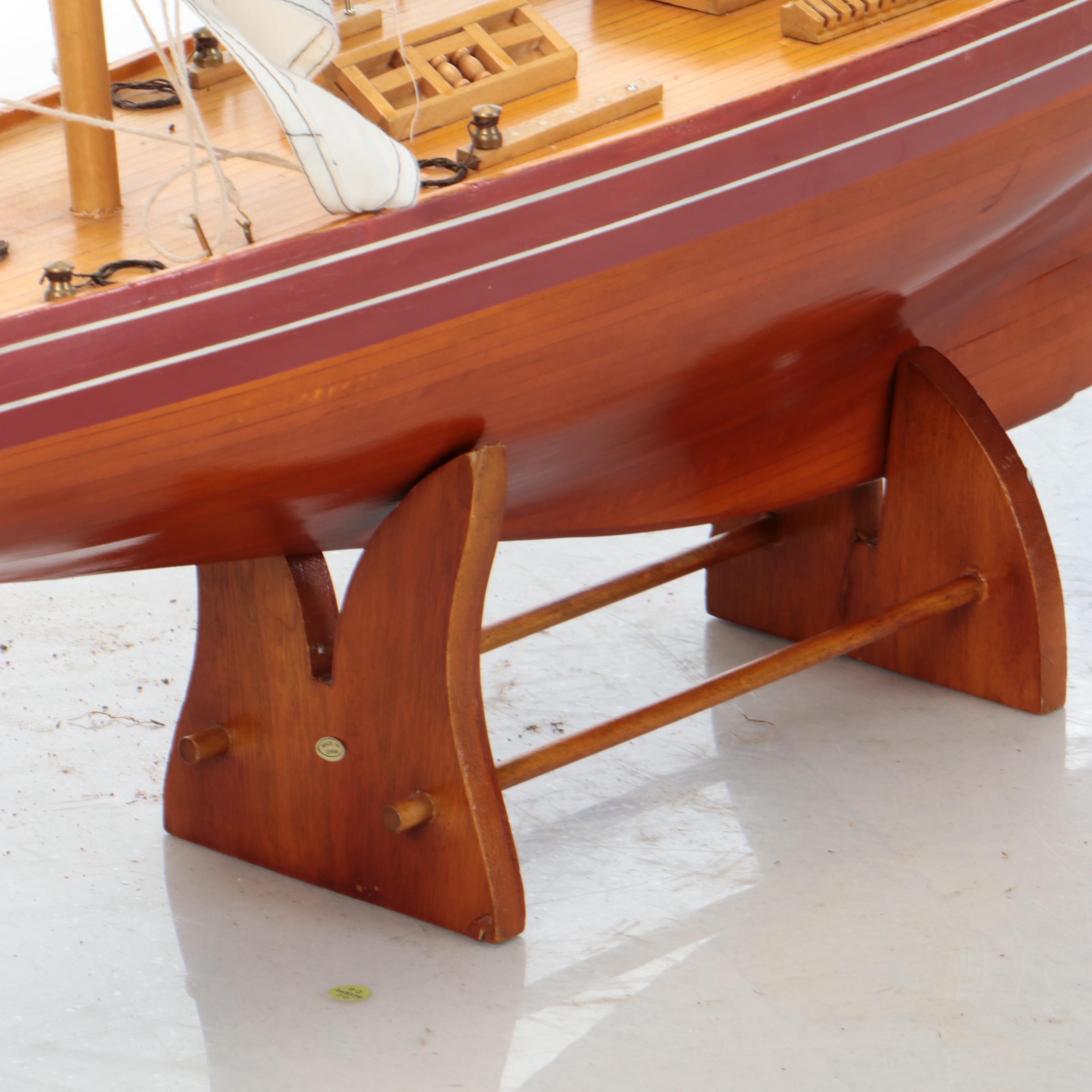 Handcrafted Wooden Sailboat Model