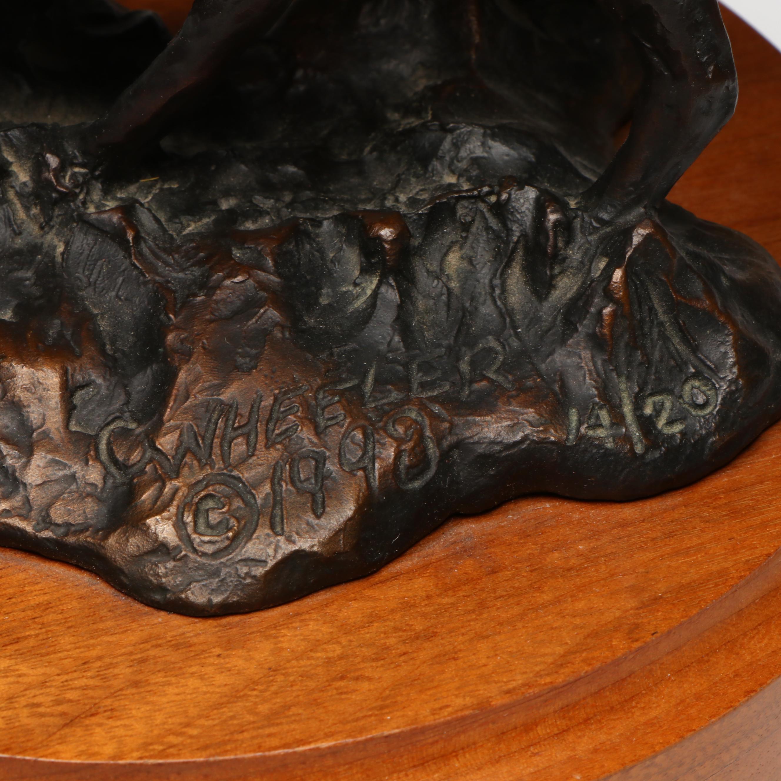 Cory Wheeler Hunting Dog Bronze Sculpture "Hide & Seek," 1998